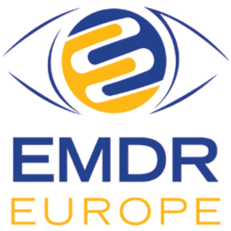 Logo of EMDR Europe featuring a stylized eye and the text EMDR EUROPE.