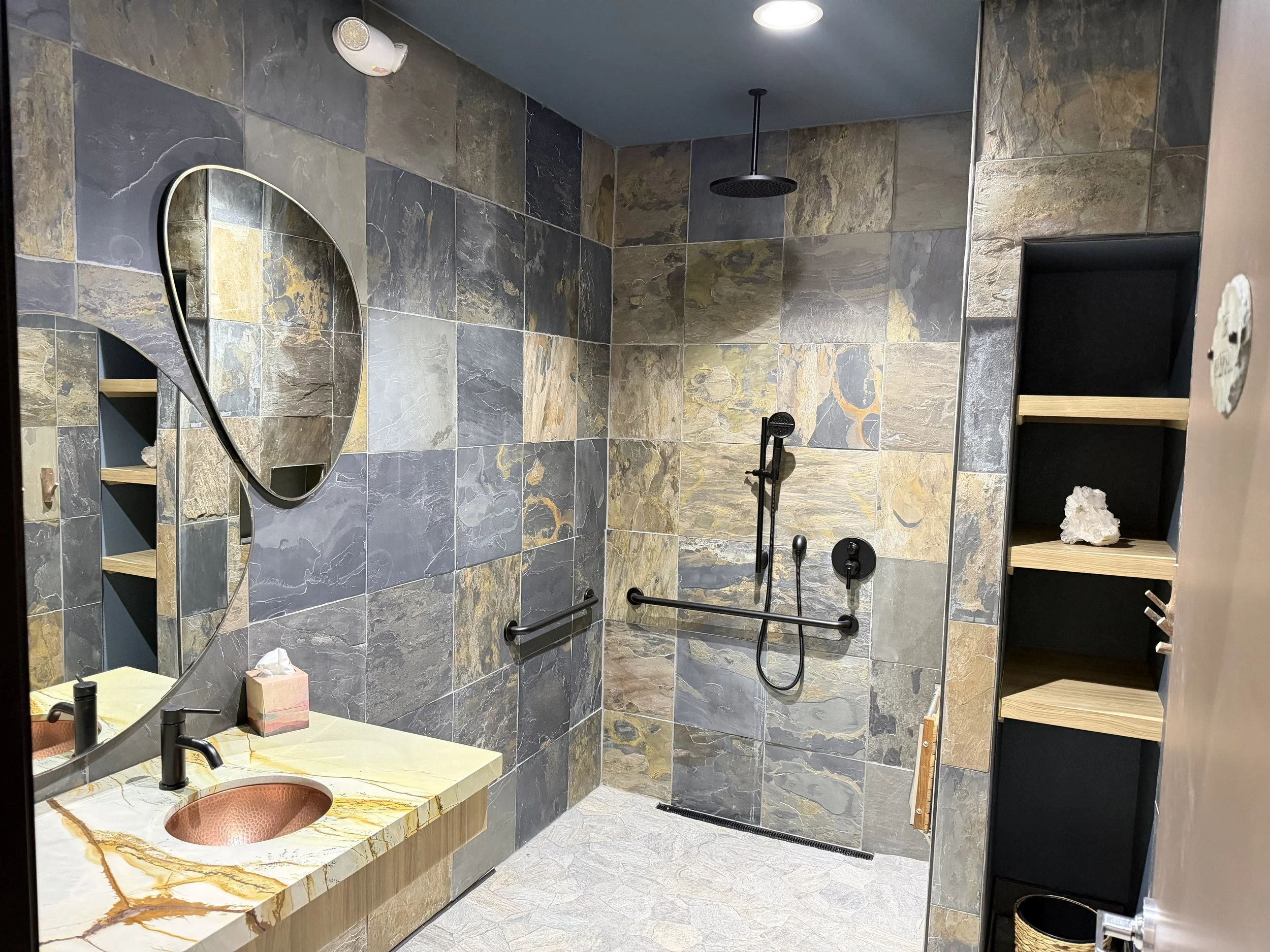 The Waterfall rain shower recovery space at The Nature of Health in Gilbert, AZ