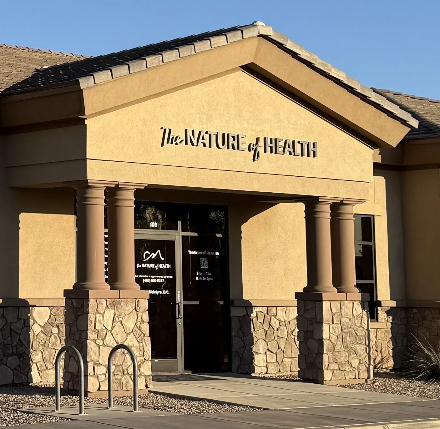 Front entrance of The Nature of Health wellness and chiropractic med spa in Gilbert, AZ