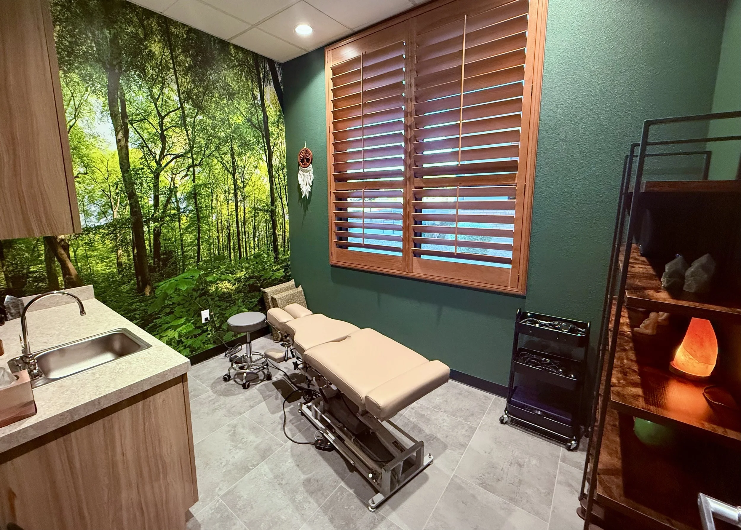 The Forest chiropractic treatment room at The Nature of Health in Gilbert, AZ