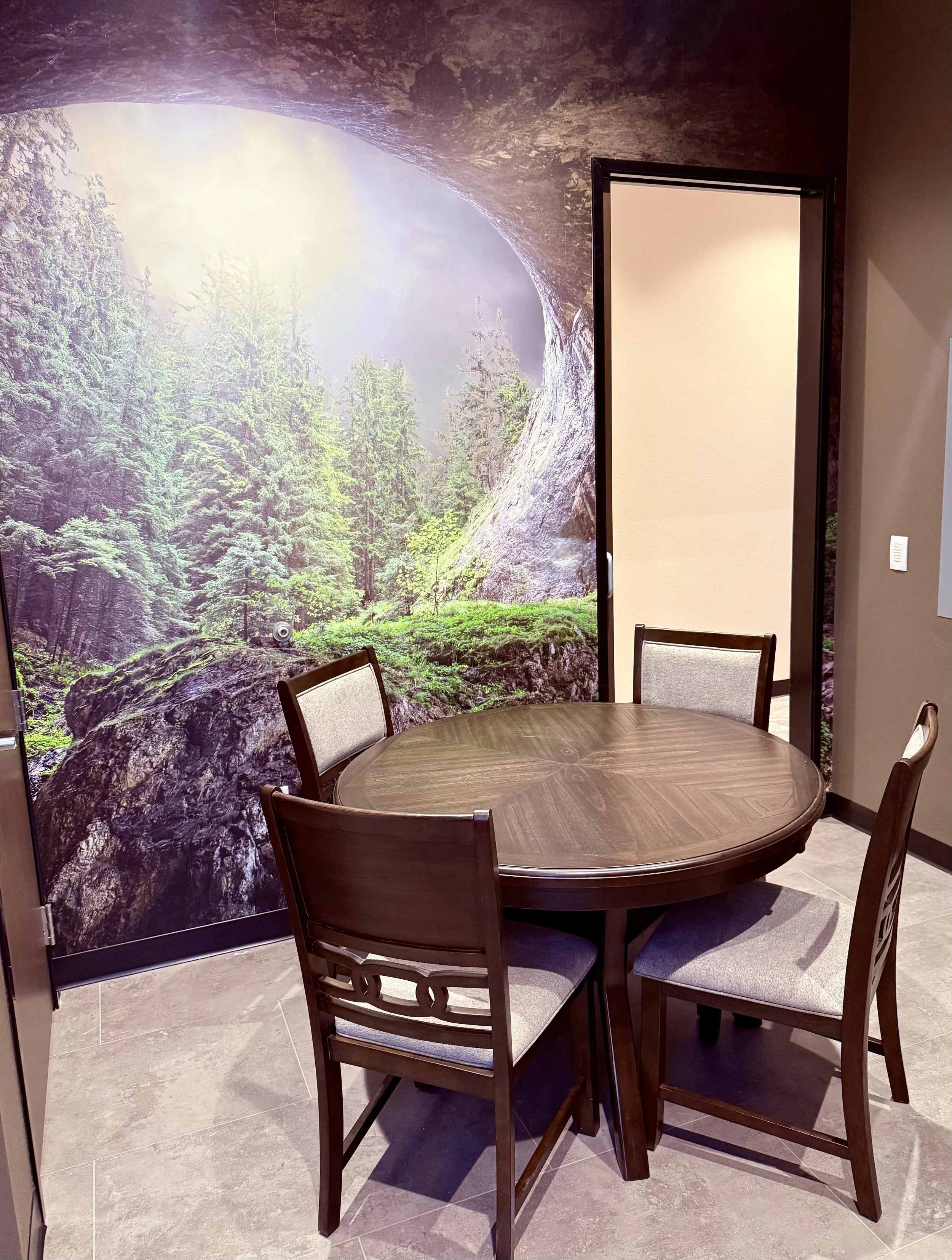 The Den staff lounge inspired by nature at The Nature of Health in Gilbert, AZ