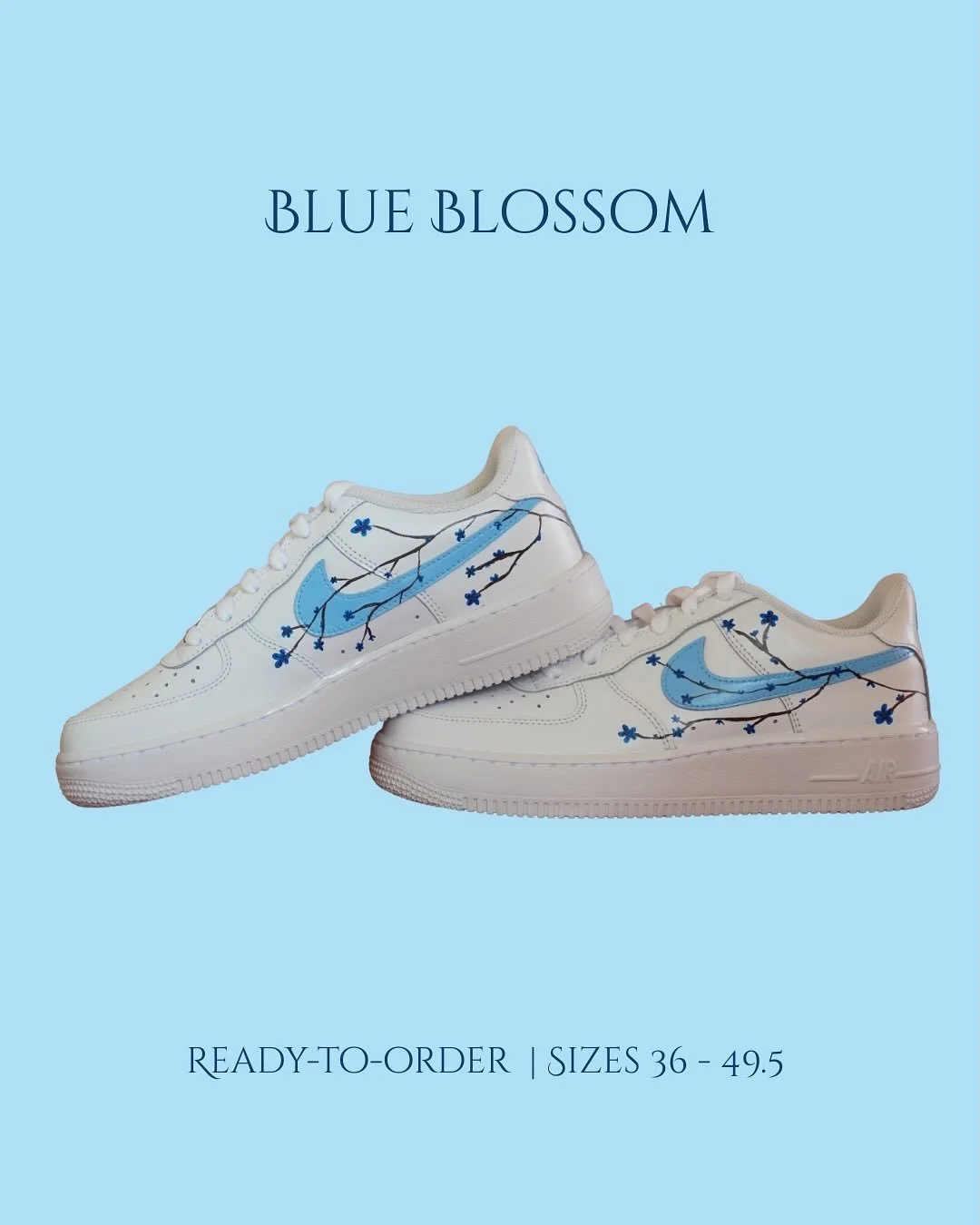 Every petal hand-painted. Why blend in, when your sneakers can bloom? 

📦 Sold *
🖌️ Ready-to-order *
👟 Sizes 36 - 49.5 (EU Sizes)

*&ldquo;Sold&rdquo; means this exact pair is taken, but the design can still be ordered.
*This design is ready-to-or