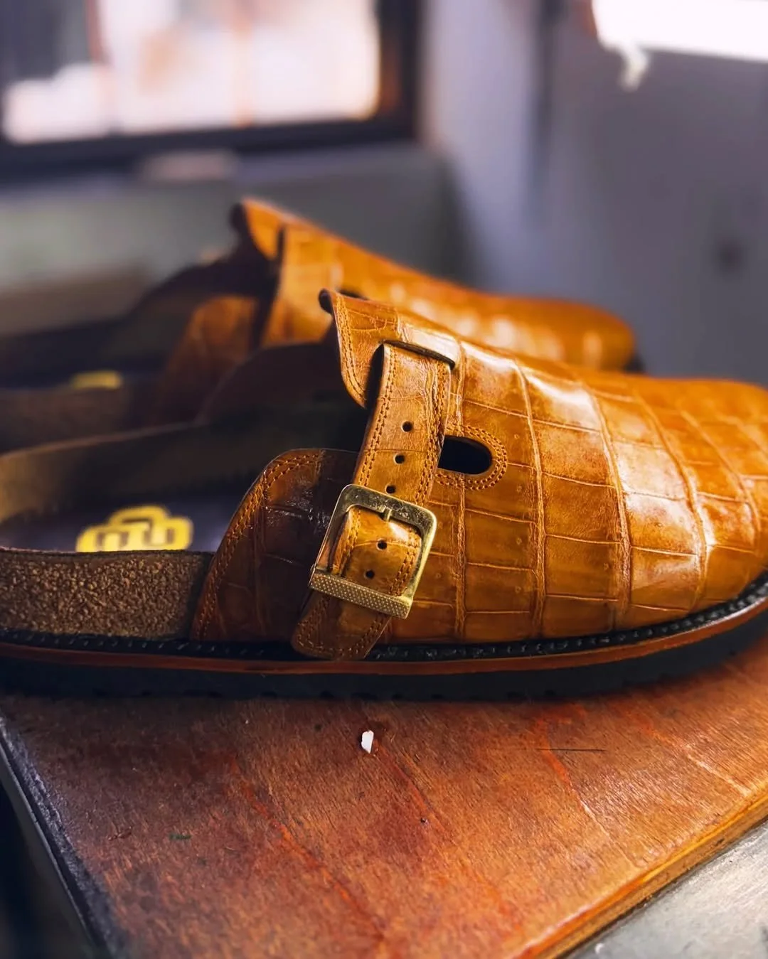 Cognac Alligator Mule Profile