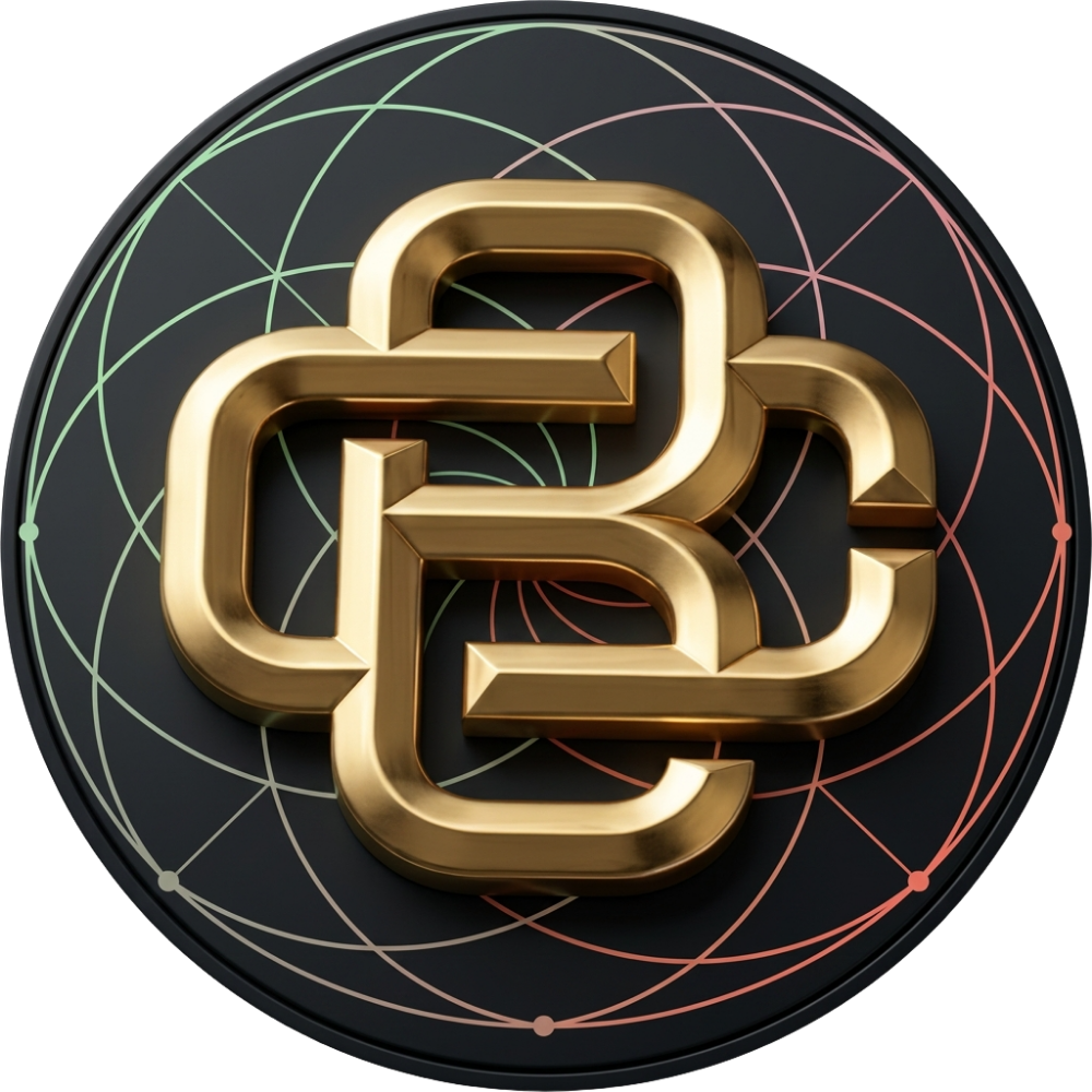 A luxurious and precise header image for 'OAC Command' featuring the stylized, interconnected logo re-imagined as a raised, polished emblem made of forged black steel and brushed titanium with copper and metallic gold accents.