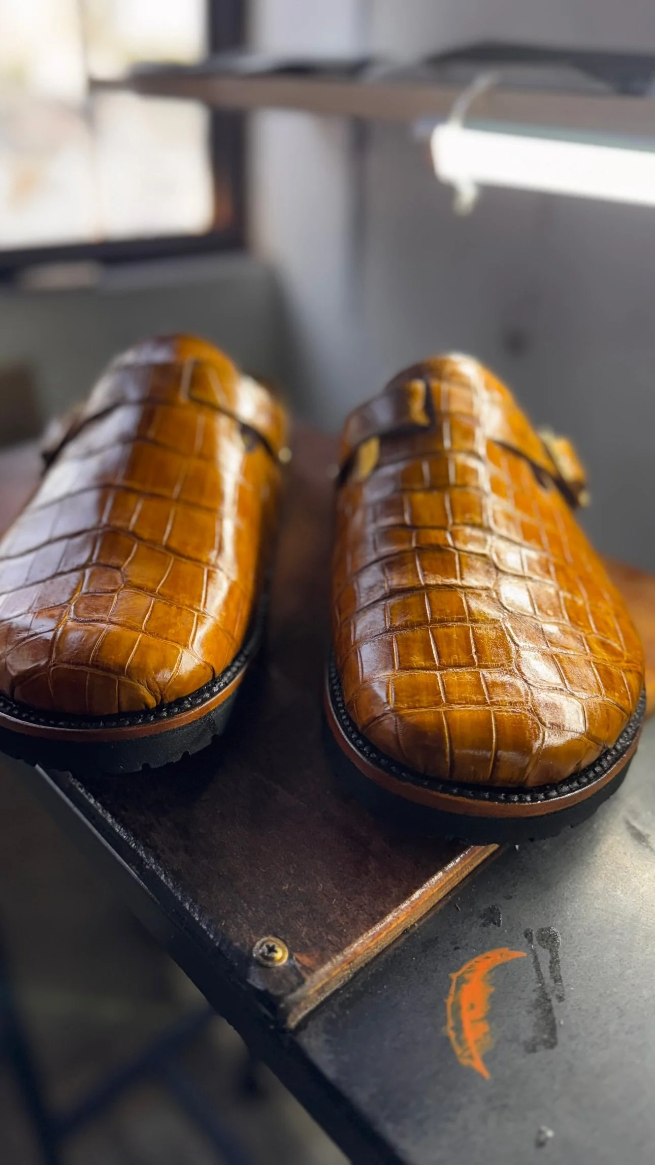 Cognac Alligator Mule Front