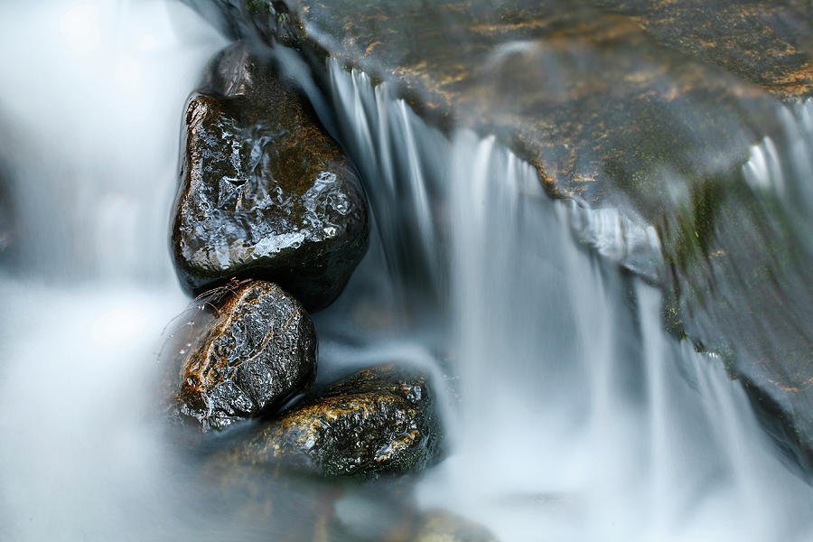water running over rocks