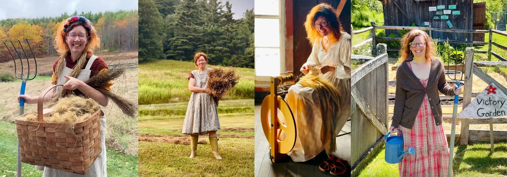 A four-panel horizontal photo composite documenting Eve Schaub's step-by-step process