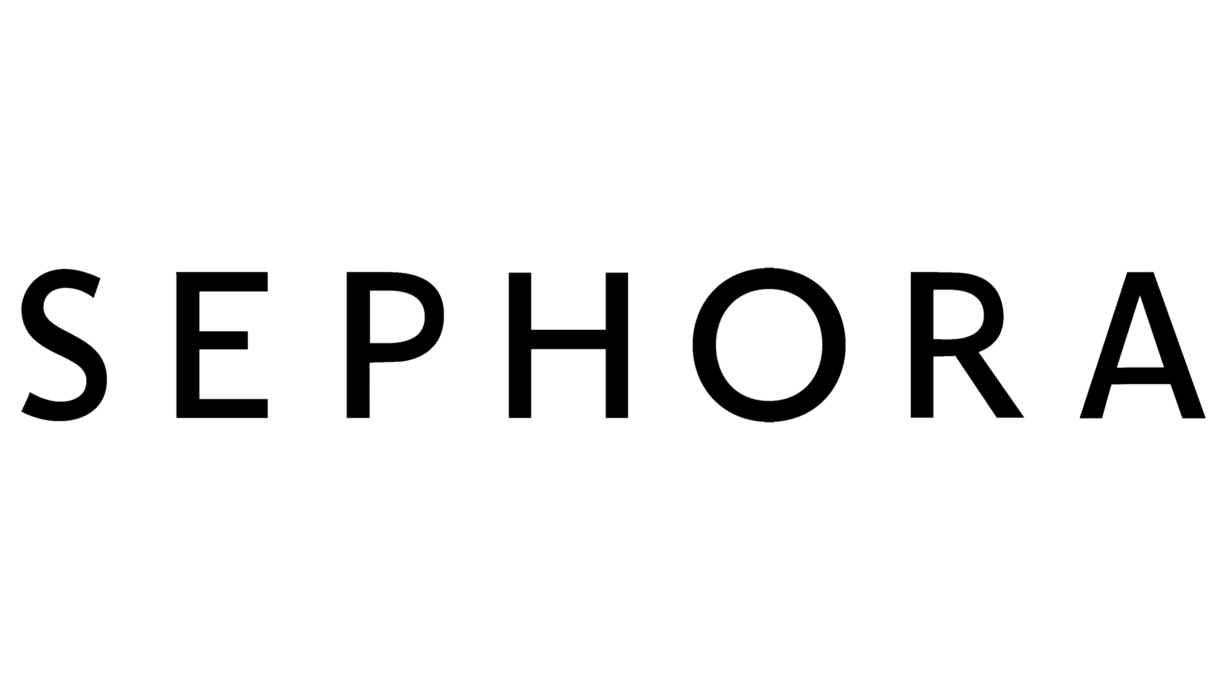 The logo of Sephora, a beauty retailer, displayed against a black background with the brand name in outlined letters.