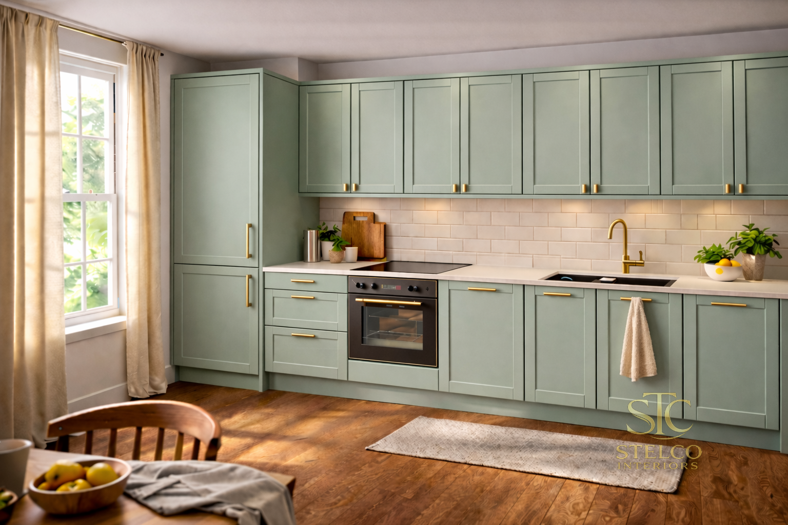 Sage green kitchen with brass accents (1).png
