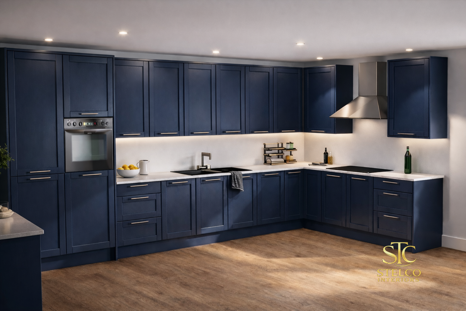 Modern navy blue kitchen with wood accents.png
