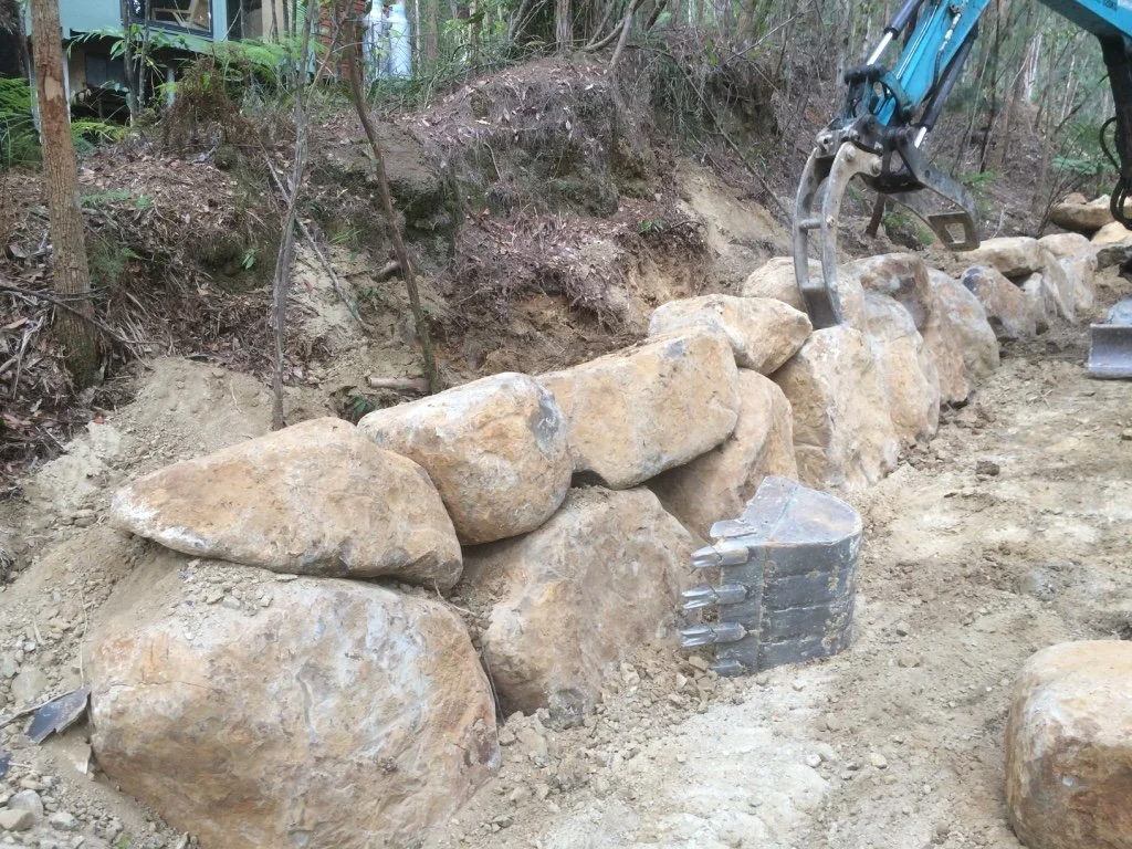 Rock Stacked Retaining Walls