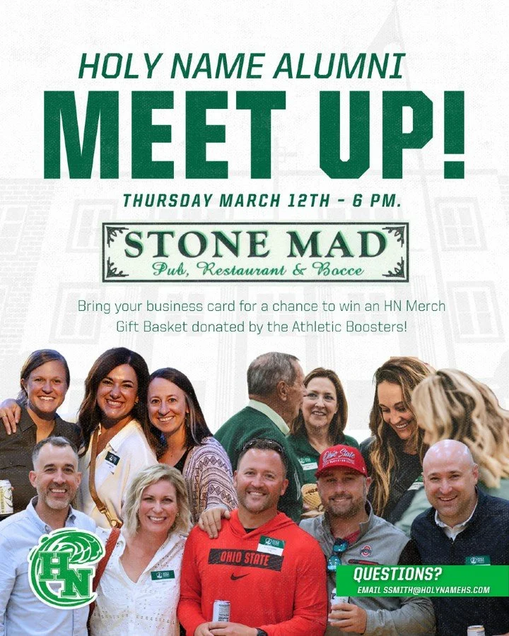 💚 Email Shelby Smith for Questions
📞 Office: (440) 886-0300 ext. 111
✉️ Email: ssmith@holynamehs.com