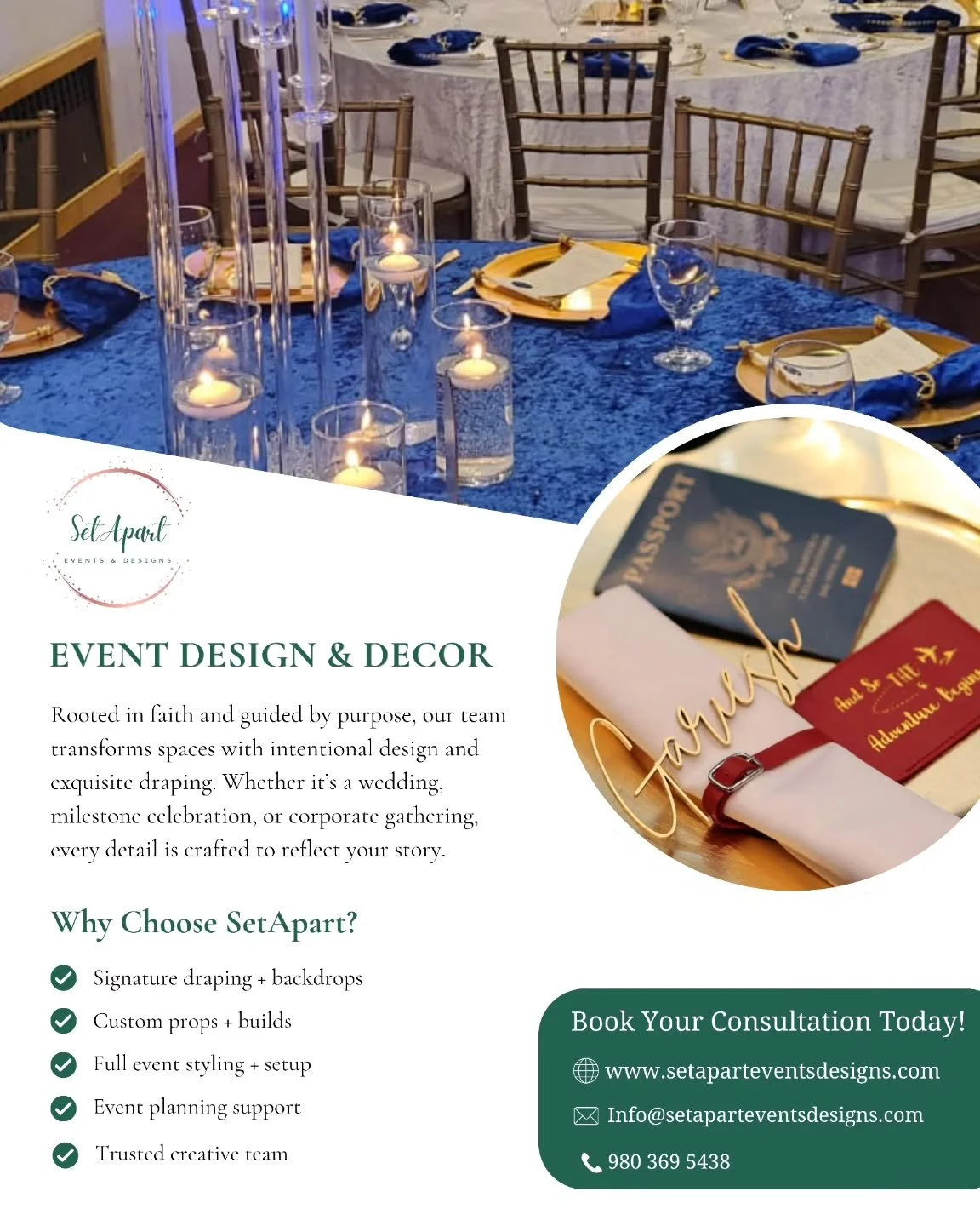 Design is what we do&hellip; but purpose is why we do it. 
At SetApart Events &amp; Designs, every detail is shaped with intention &mdash; elevated draping, curated d&eacute;cor, and thoughtful styling that reflects the heart of your celebration.

Wh