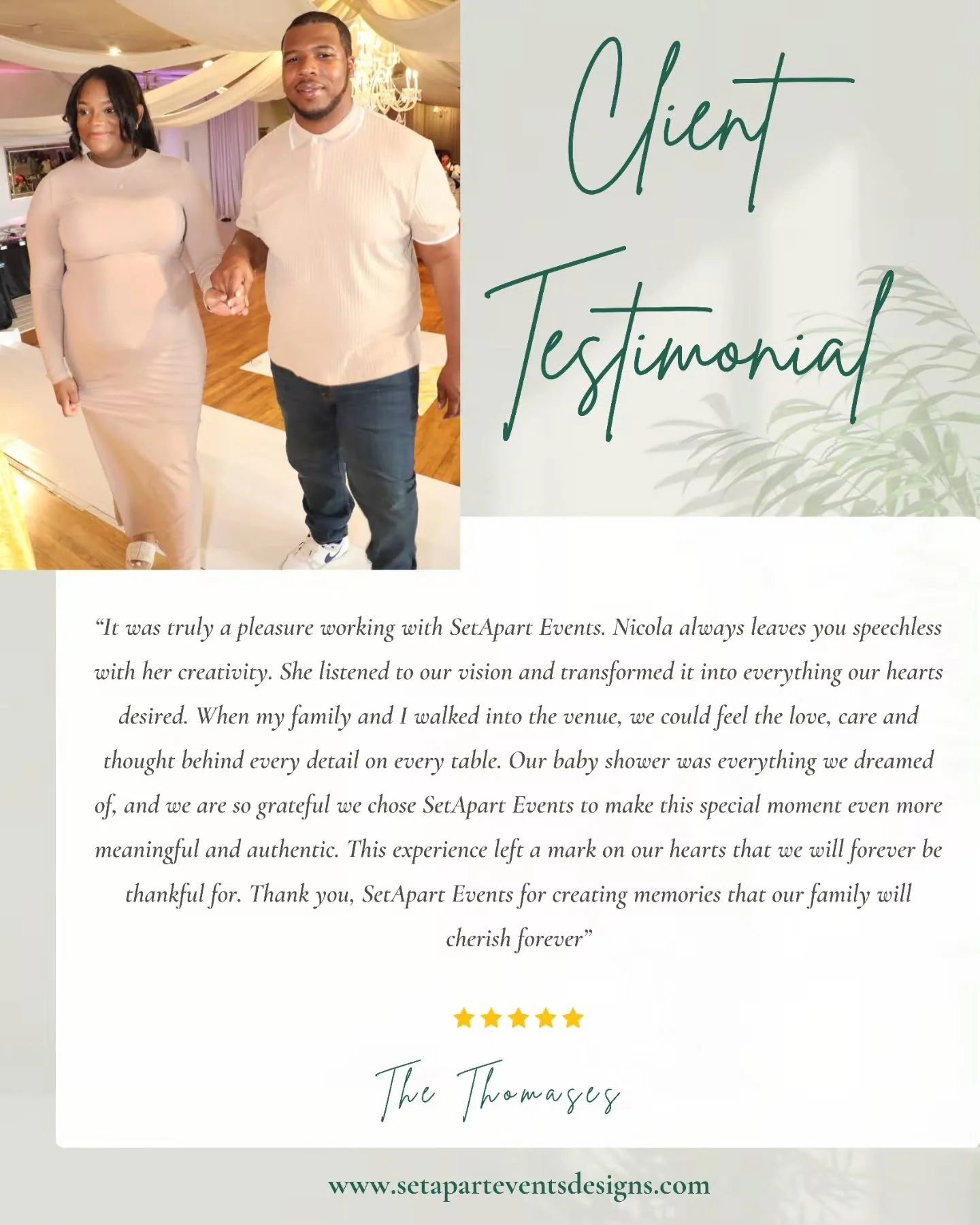 The greatest measure of our work isn't the d&eacute;cor&mdash;it's how our clients feel.

Every event begins with listening. We take the time to understand your vision and thoughtfully create an experience that feels personal, meaningful, and unforge