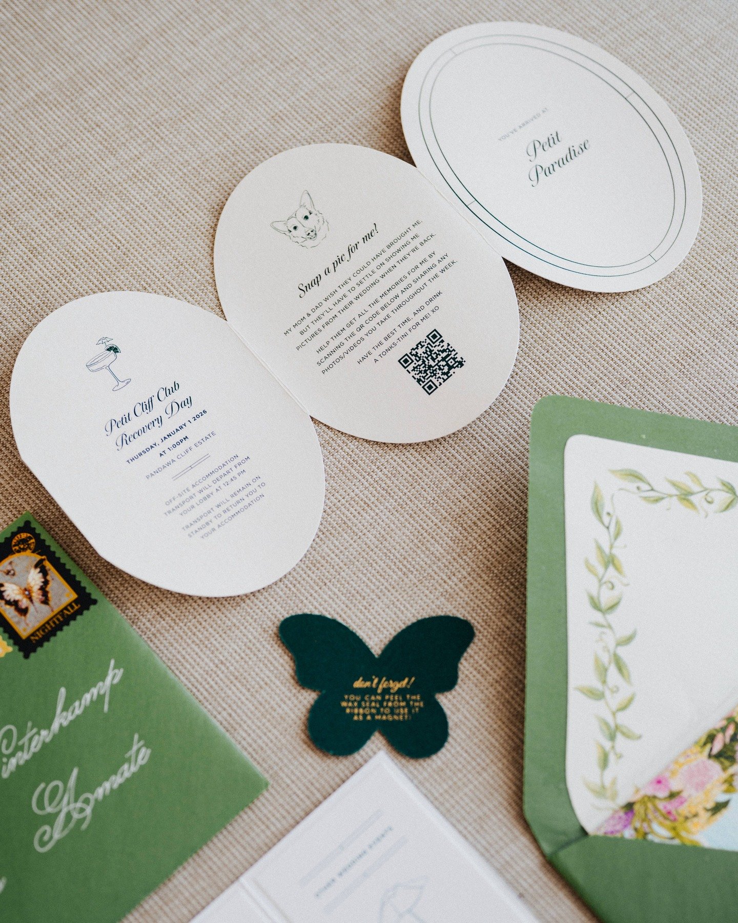 Audrey &amp; Alec's bespoke invitation suite &amp; Itinerary design with watercolour illustrations created by one of their clever friends.

This gorgeous New Years Eve Bali wedding is one for the books - stay tuned for more.

Wedding Styling @soiree.