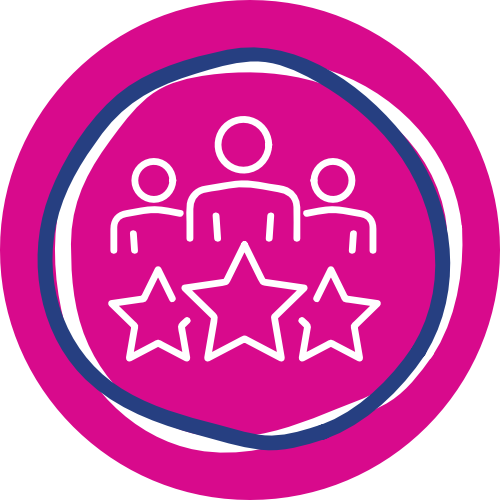 A magenta icon representing Valley's value of Celebrate.