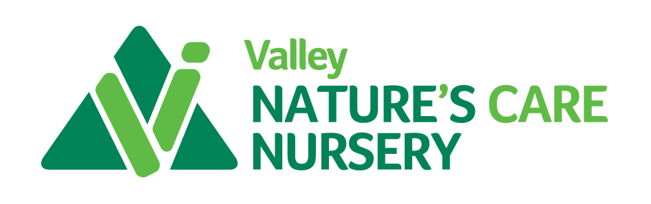Valley Nature's Care Nursery logo featuring green and dark green trees and text.