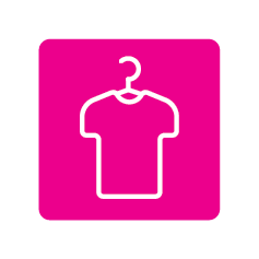 Valley Vintage Icon of a white T-shirt on a pink background.