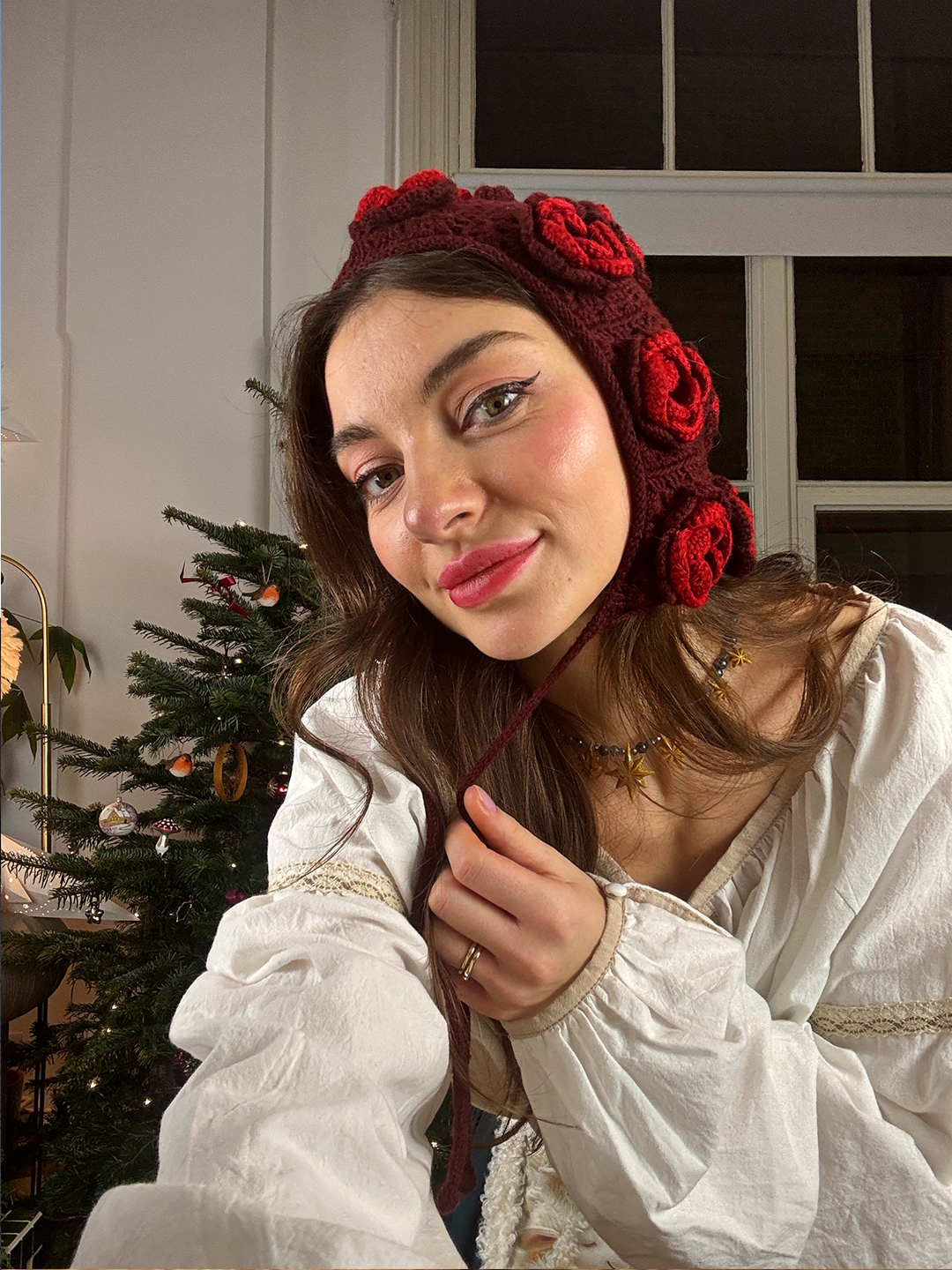 “Roses” - Knitted  Bonnet