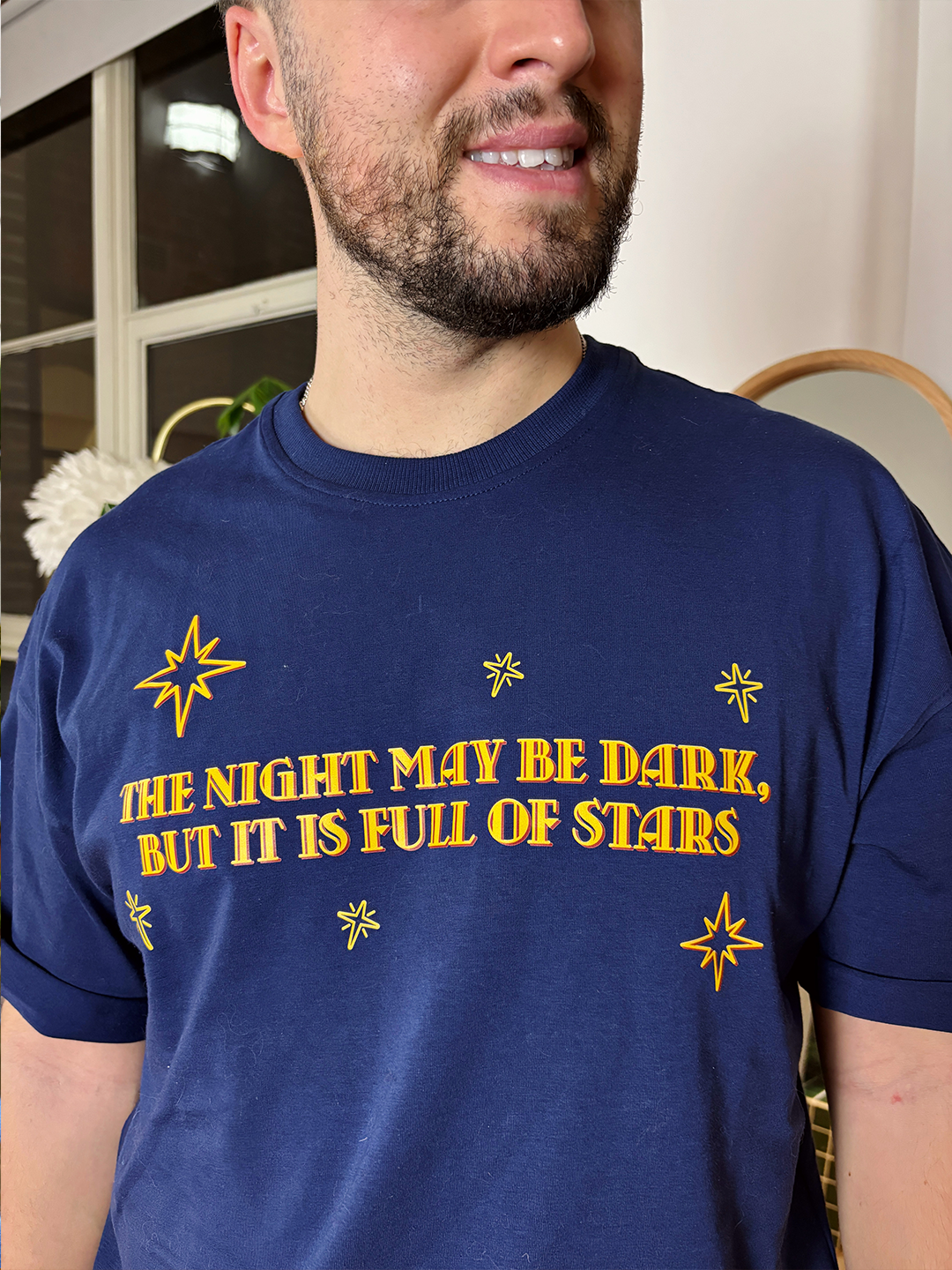 “The night may be dark...” - Blue T-shirt ( 50% profit is going to Ukrainian air defence)