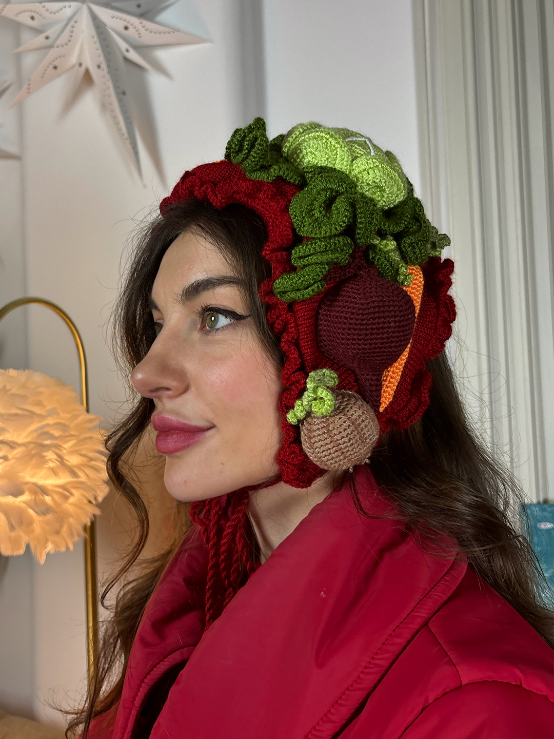 “Borshch” - Knitted  Bonnet in Red