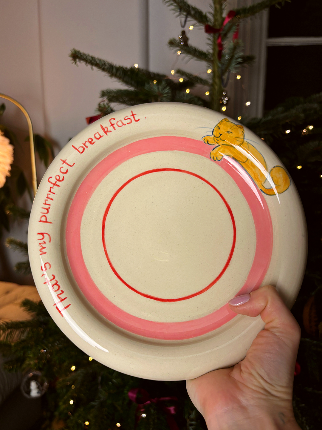 'Perfect Breakfast Plate.' - Ceramic Plate in pink