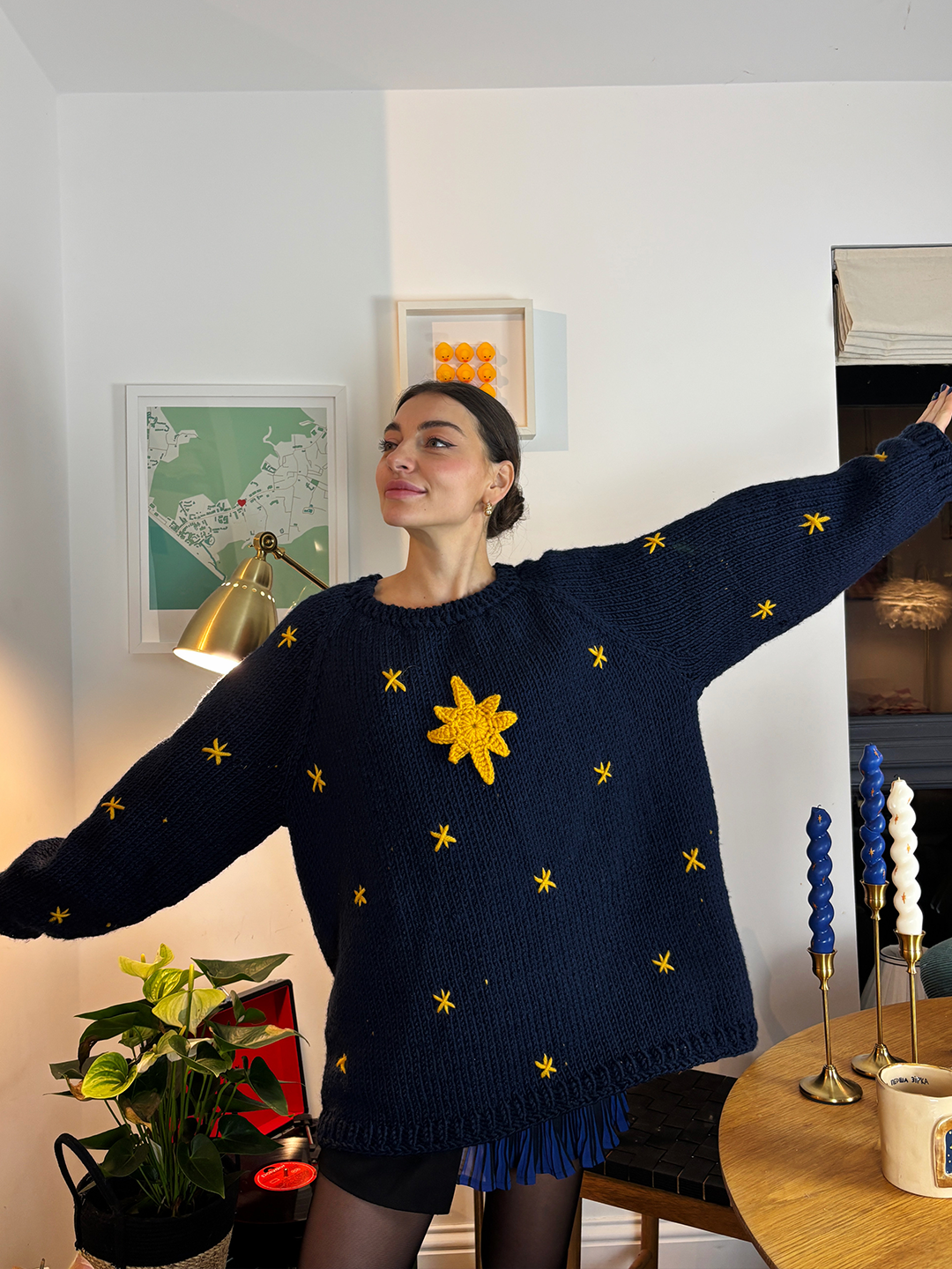 “Night full of stars” - Blue Knitted Oversized Sweater (preorder)