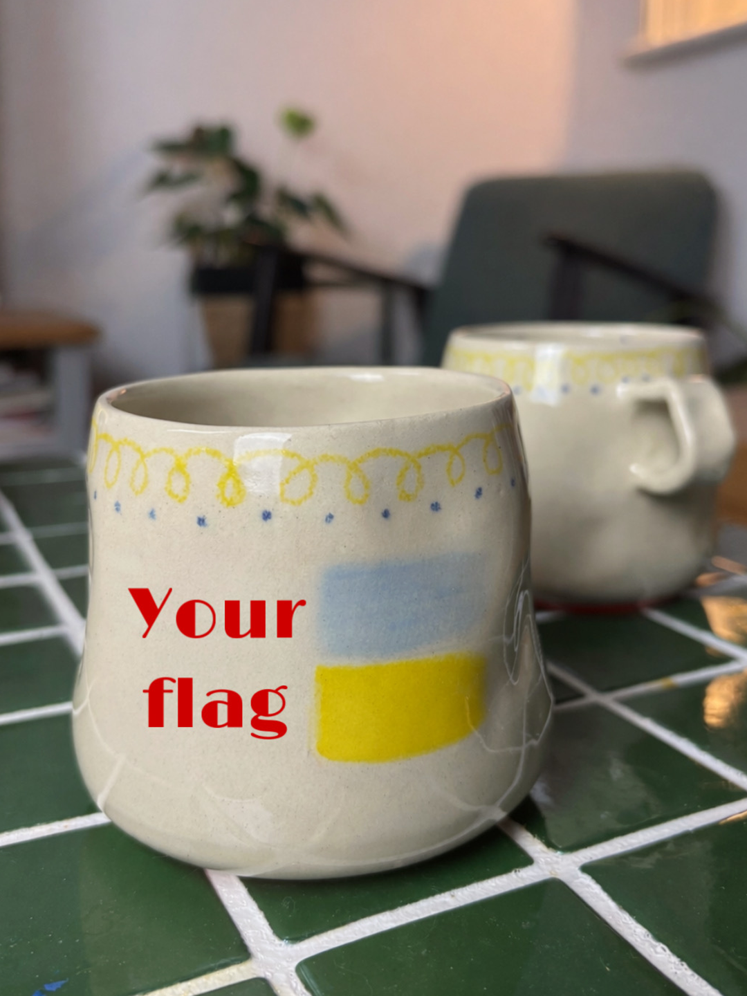 CUSTOMISE YOUR OWN 'Ukraine + Flag.' - Ceramic cup (with text inside)