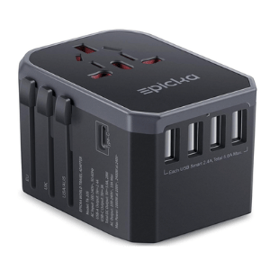 black travel adapter
