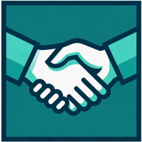 Illustration of two hands shaking in agreement.