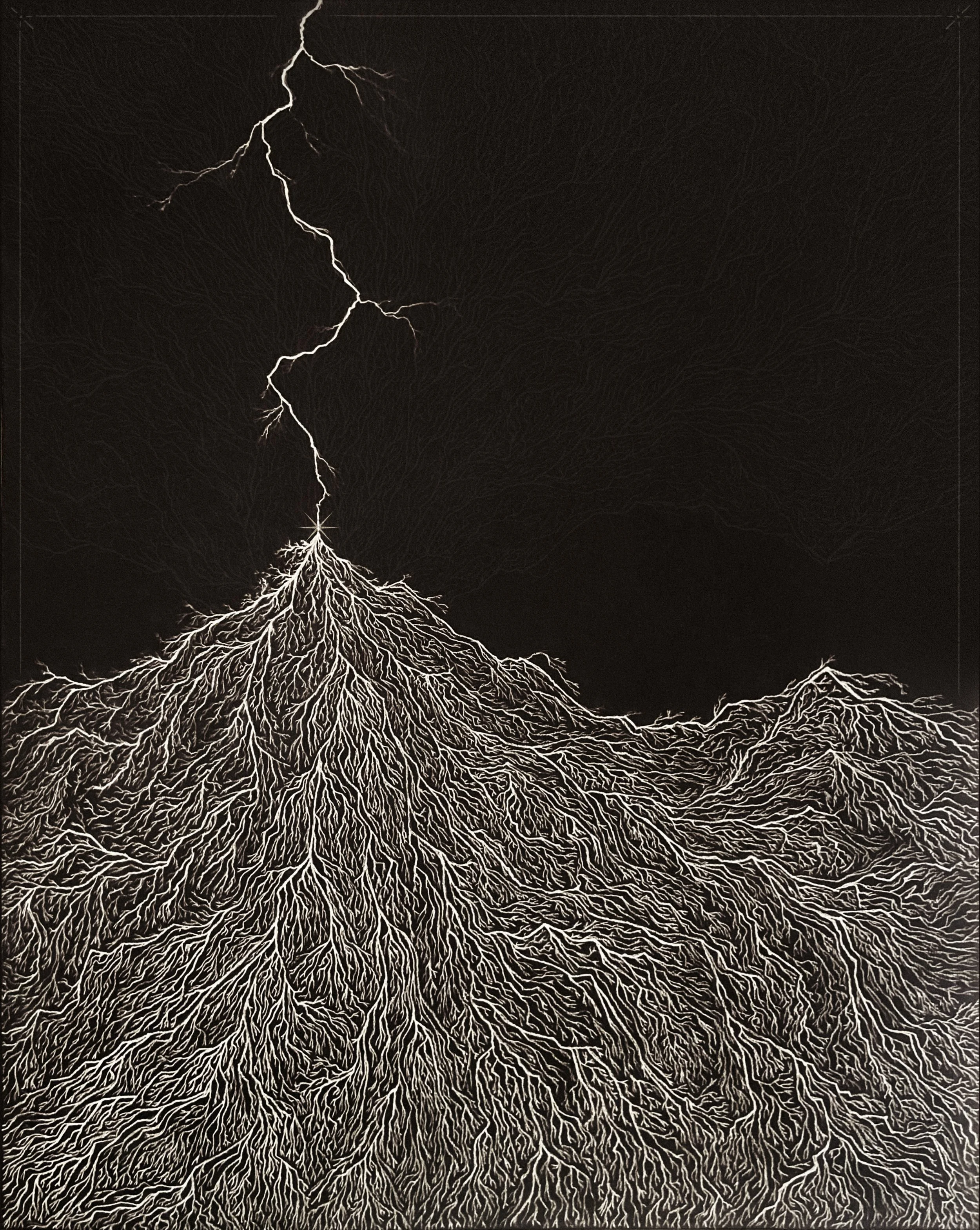 Tributary, 2022. Chalk on paper, digitally enhanced