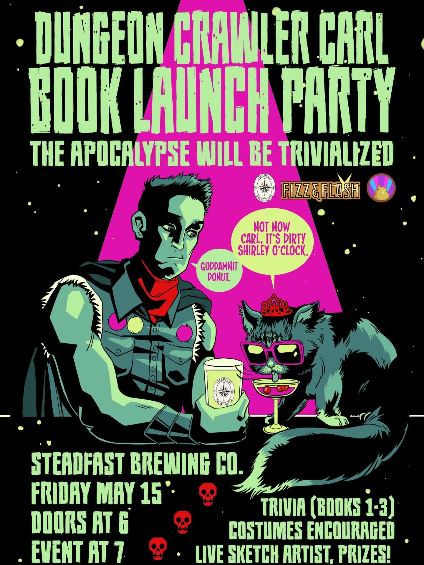 Hello Crawlers!

The apocalypse will be trivialized. Grab your fellow Crawlers for the Dungeon Crawler Carl Trivia Takeover!

🐱Friday May 15 at 7PM (doors at 6PM)
🐟Steadfast Brewery, 301 Lansdowne Ave
🦶Trivia will cover the first four floors (book