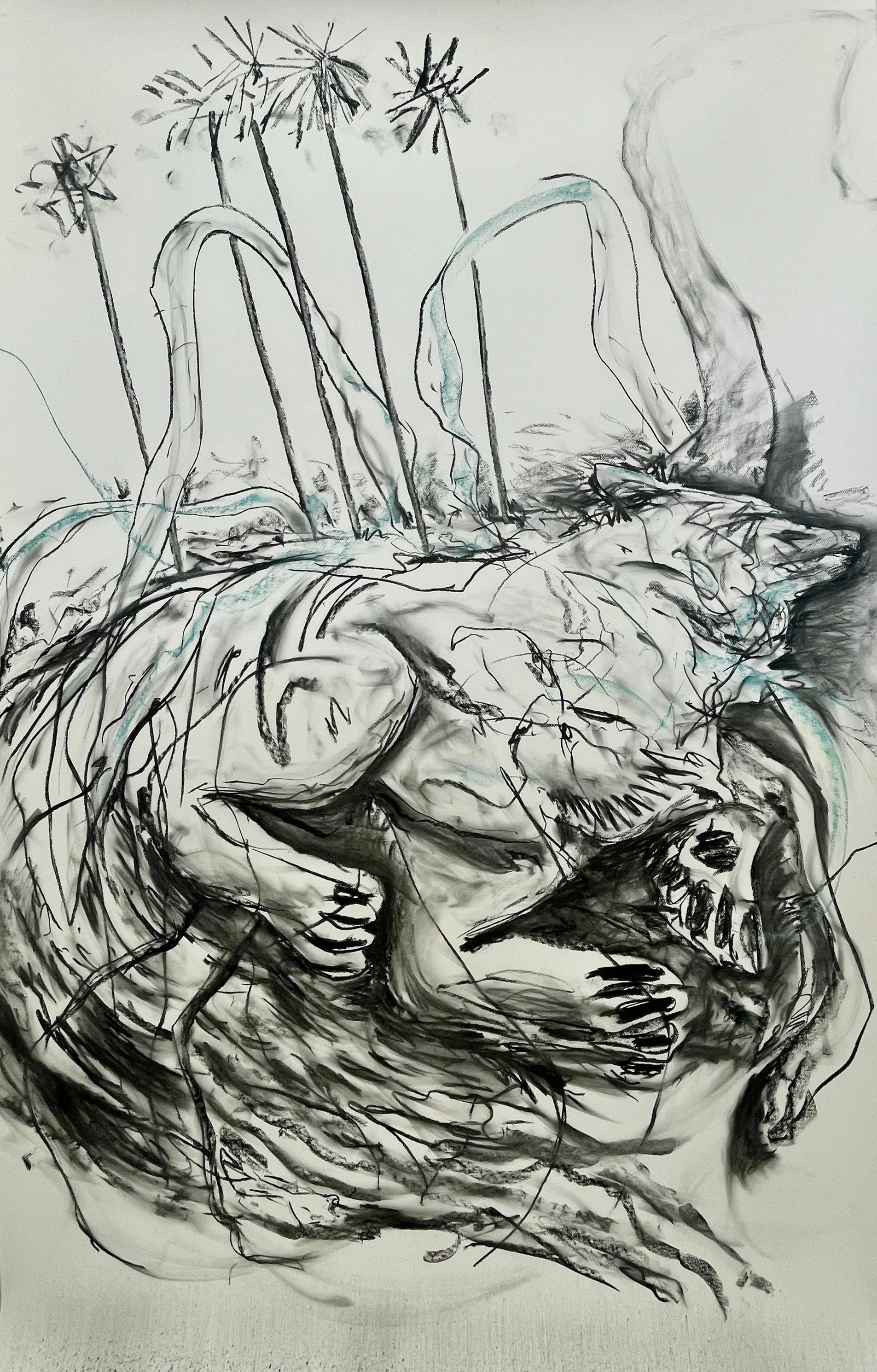 Guide II Shapeshifter, 2025. Charcoal and mixed media on paper - 240 x 150 cm. Cork City Council Art Collection