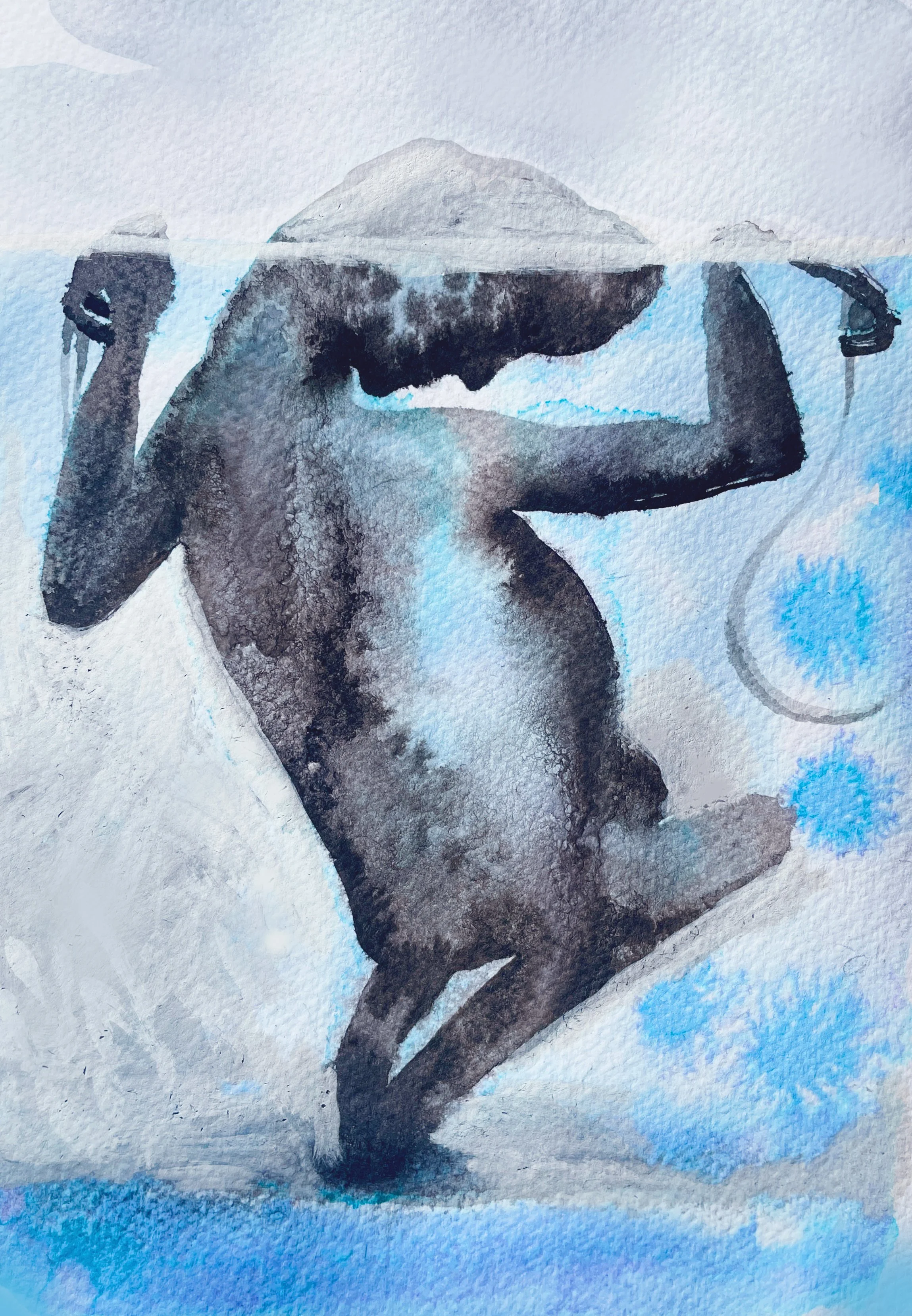 Beyond Eye Sea II, 2025. Indian ink and watercolour on paper - 8 x 6.5 cm