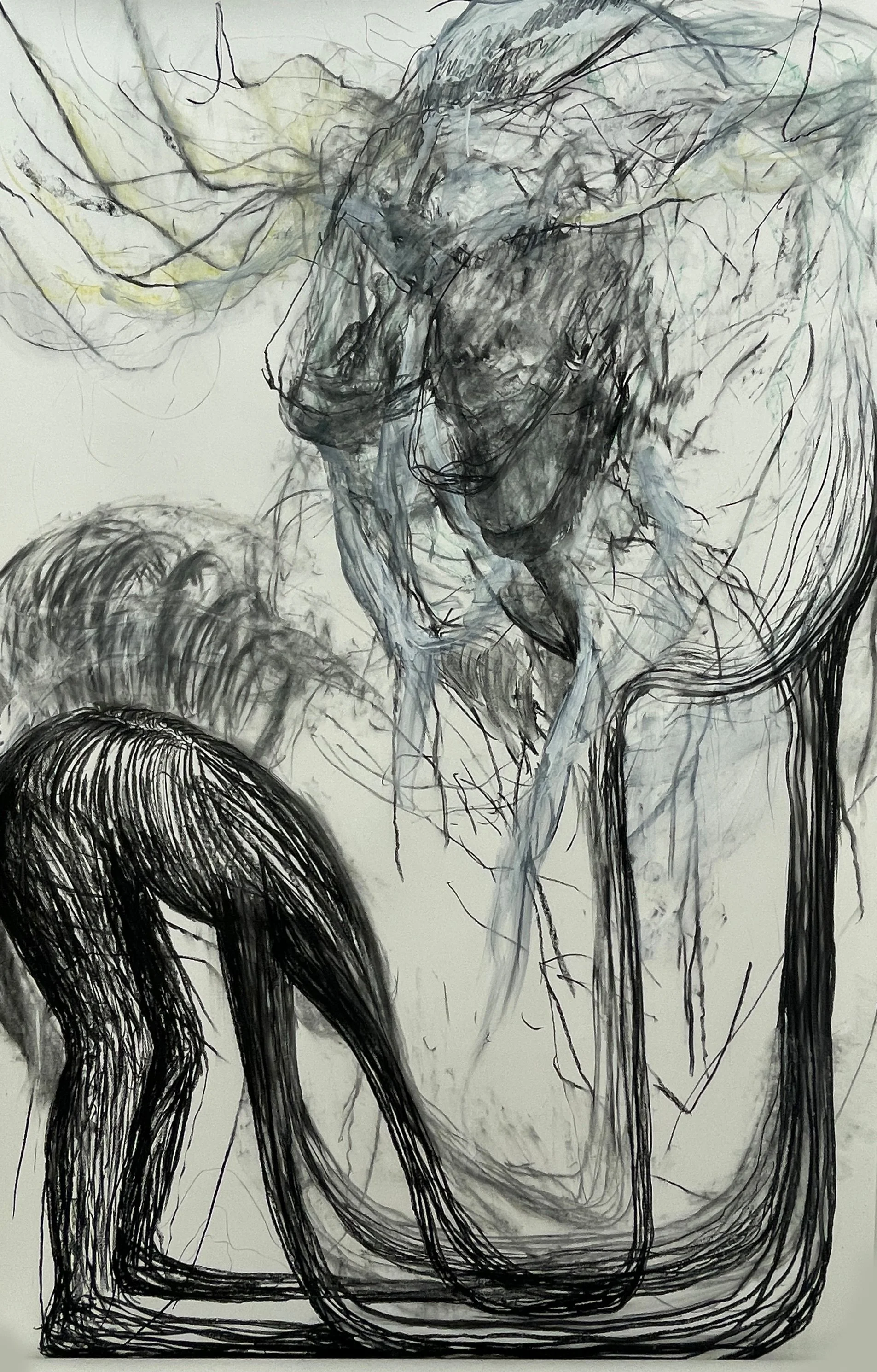 Guide III Shapeshifter, 2025. Charcoal and mixed media on paper - 240 x 150 cm. MTU Art Collection