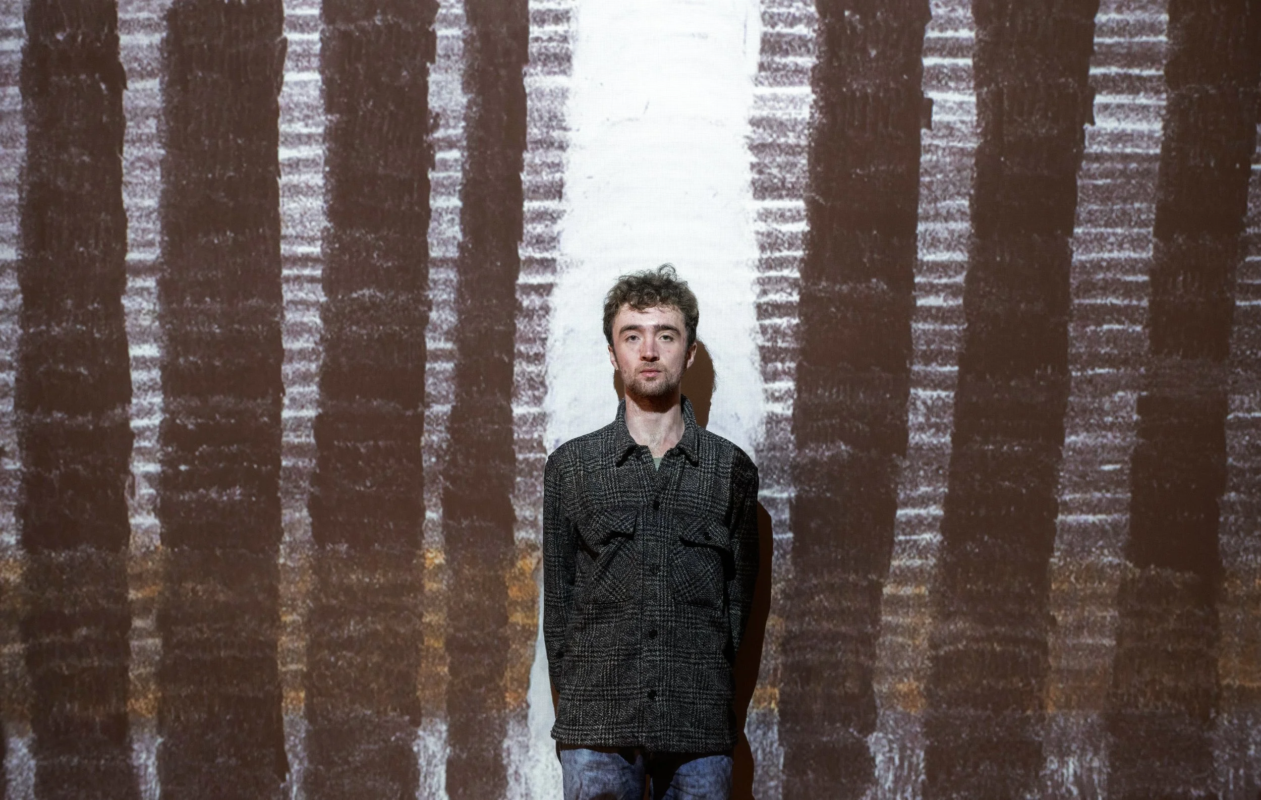 Danny Foley pictured with his work at the
MTU STEAM exhibition EARTH, 2025. MTU James Barry Exhibition Centre.
Photo: Joleen Cronin (c)