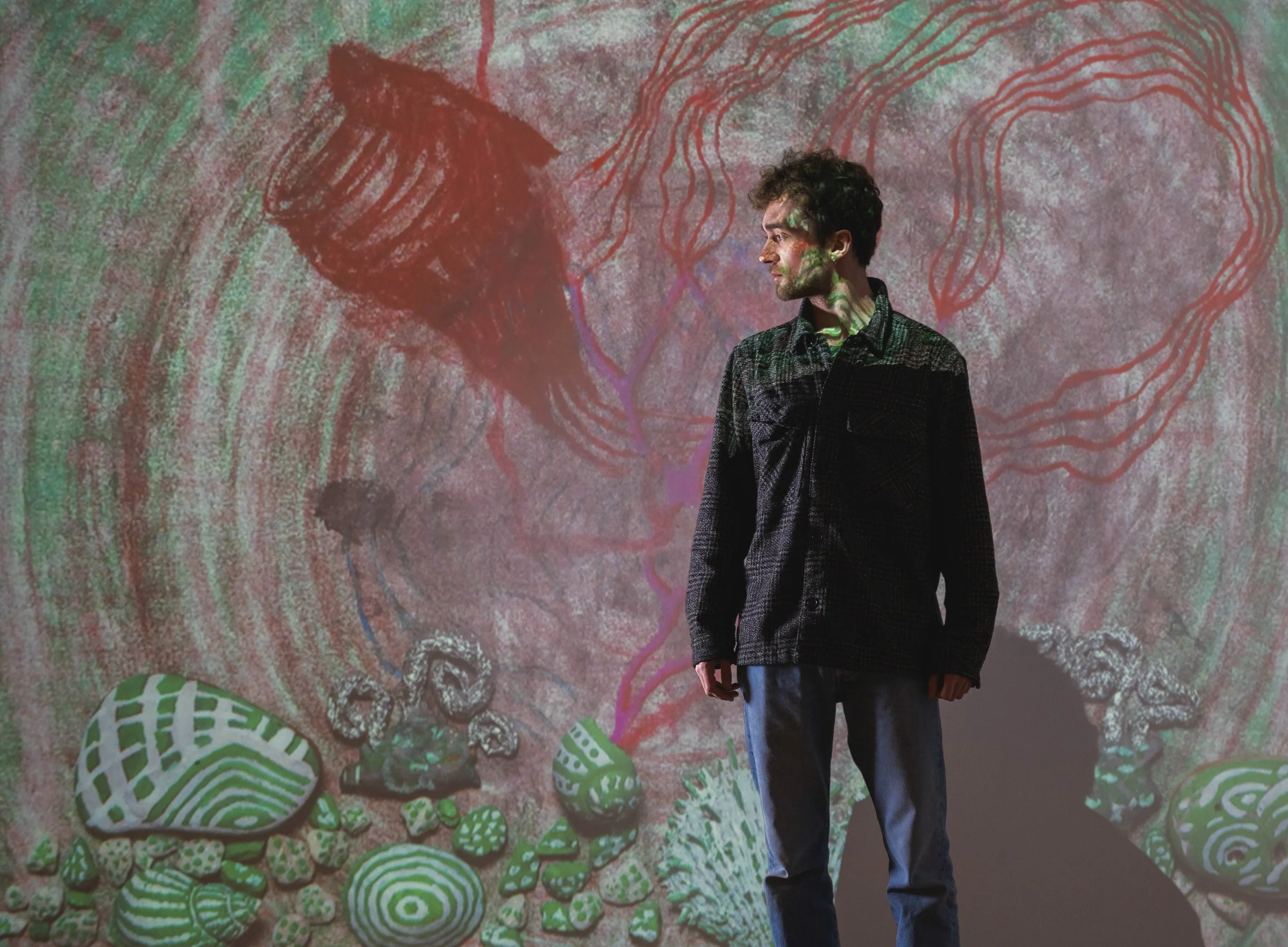 Danny Foley pictured with his work at the
MTU STEAM exhibition, EARTH, 2025. MTU James Barry Exhibition Centre.
Photo: Joleen Cronin (c)