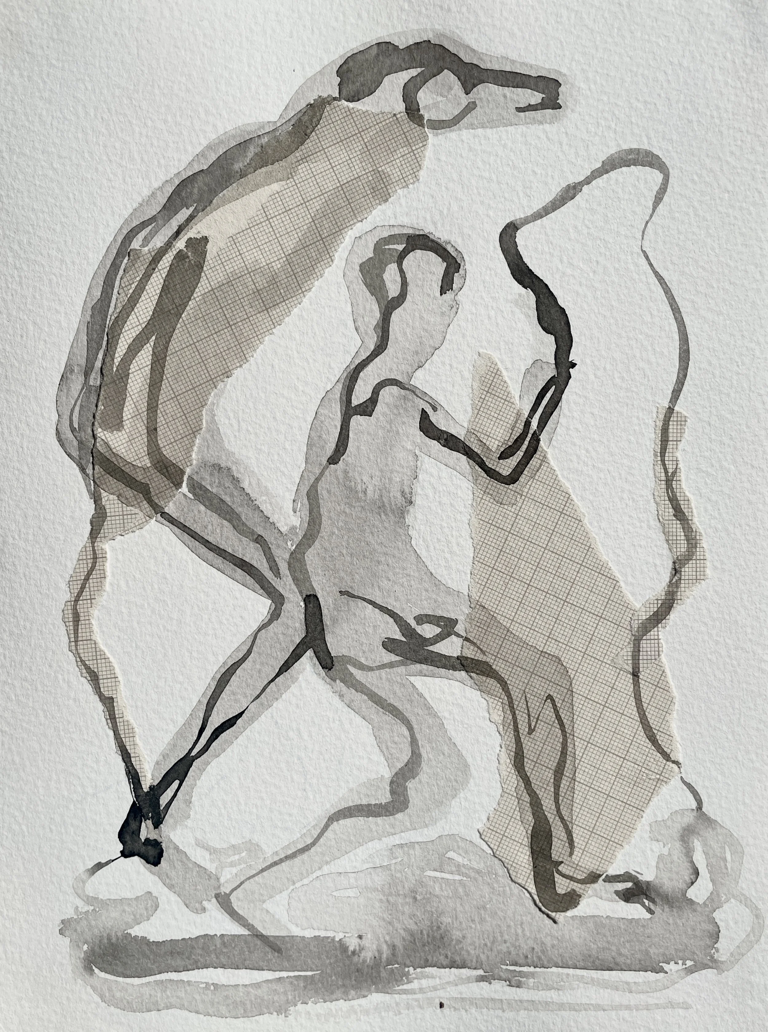 Púca series V, 2025. Indian ink and mixed media on paper - 8 x 6.5 cm