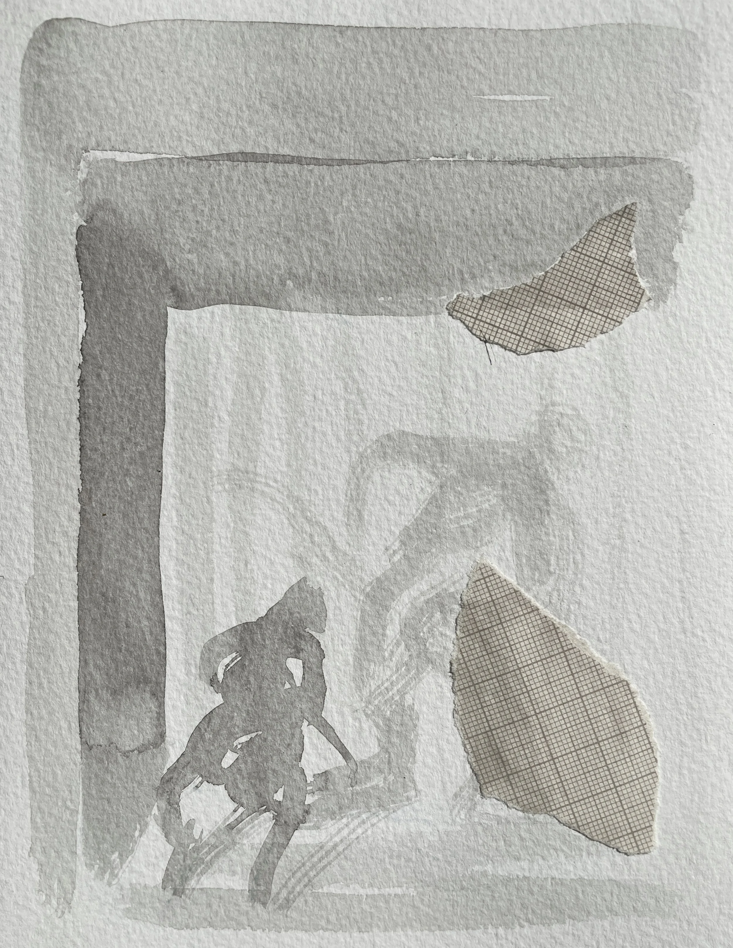 Púca series VI, 2025. Indian ink and mixed media on paper - 8 x 6.5 cm