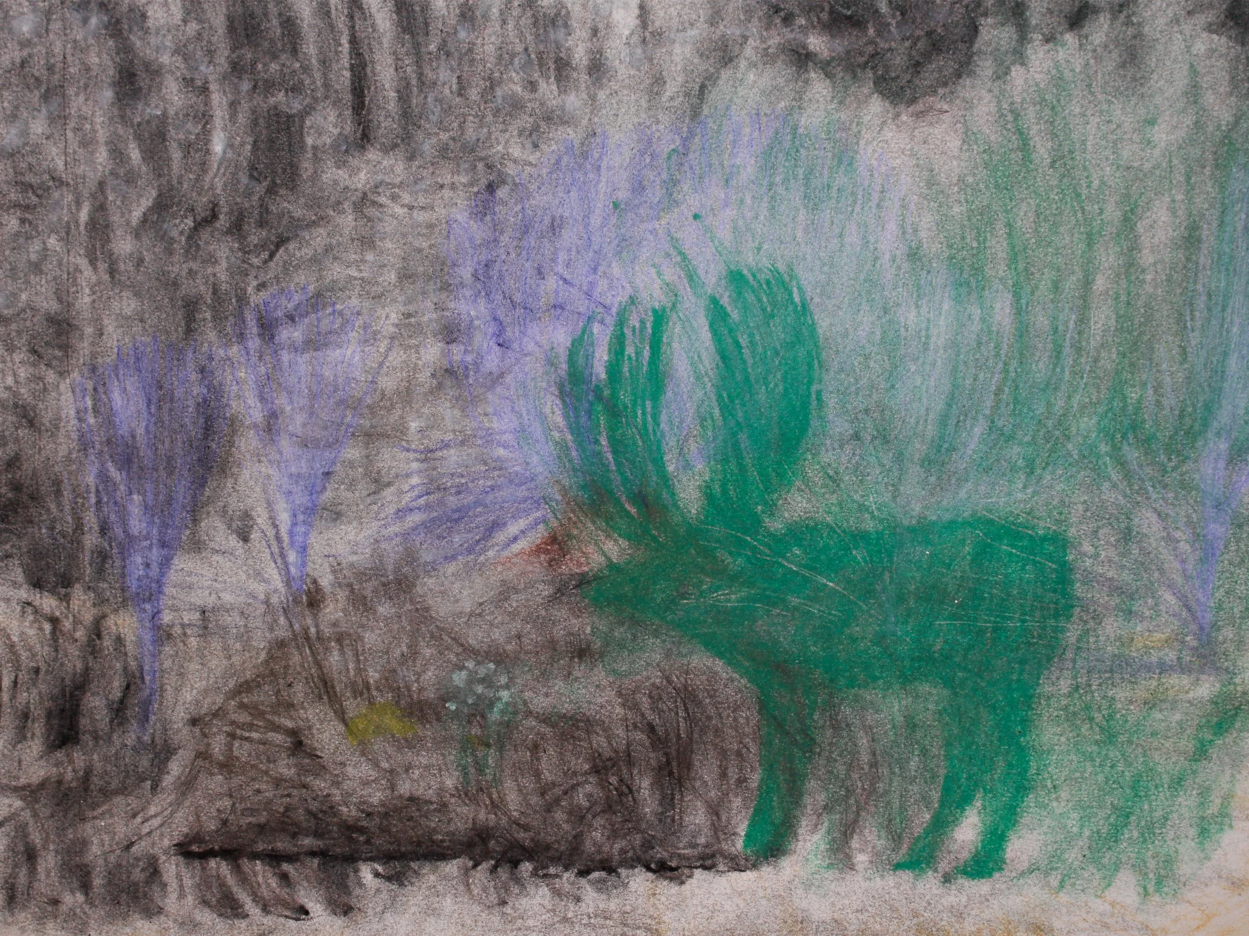 A Tail of Two (Scene IV), 2025. Charcoal and conté on paper - 29.7 x 42.0 cm