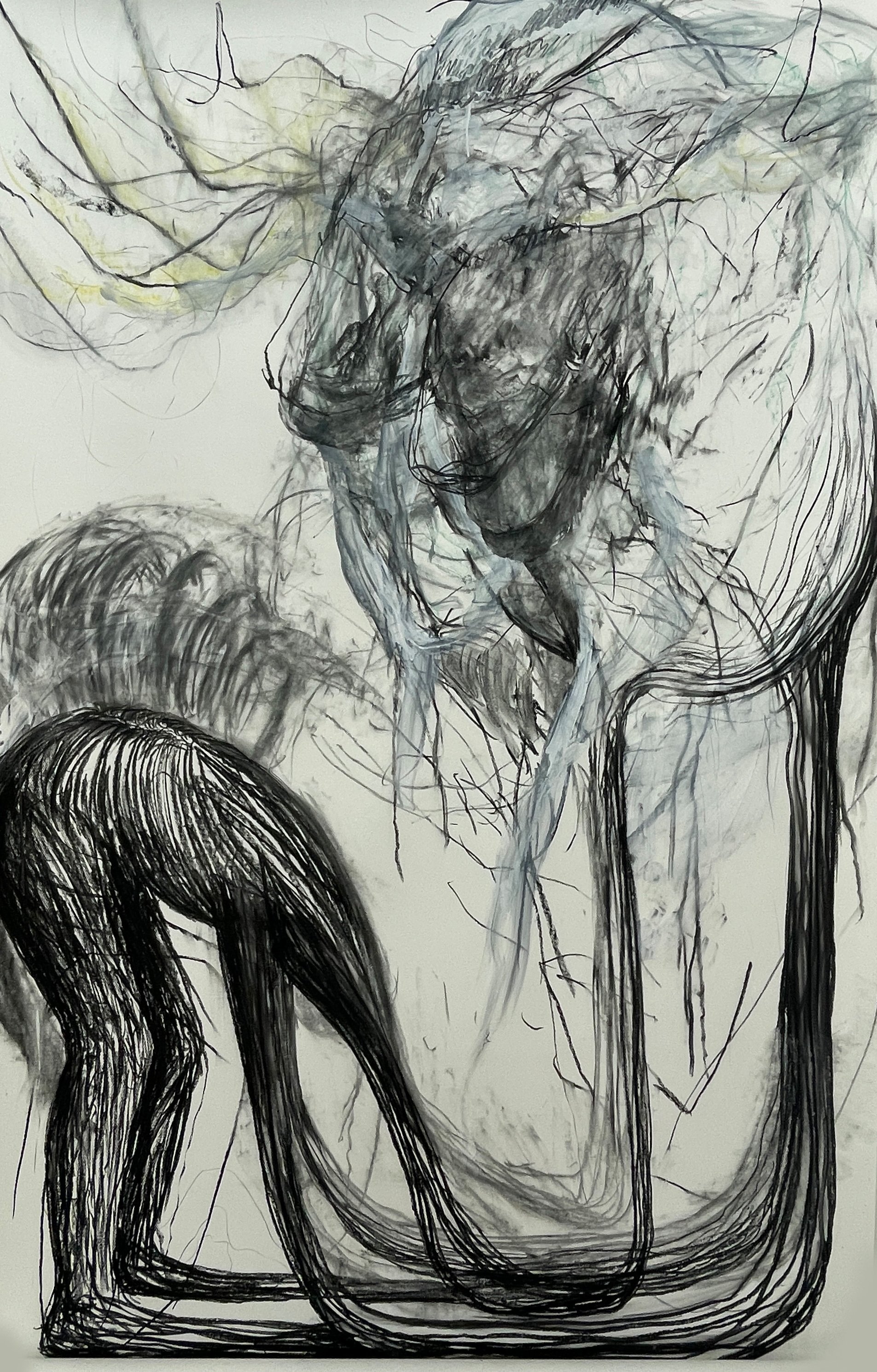 Guide III Shapeshifter, 2025. Charcoal and mixed media on paper - 240 x 150 cm. MTU Art Collection