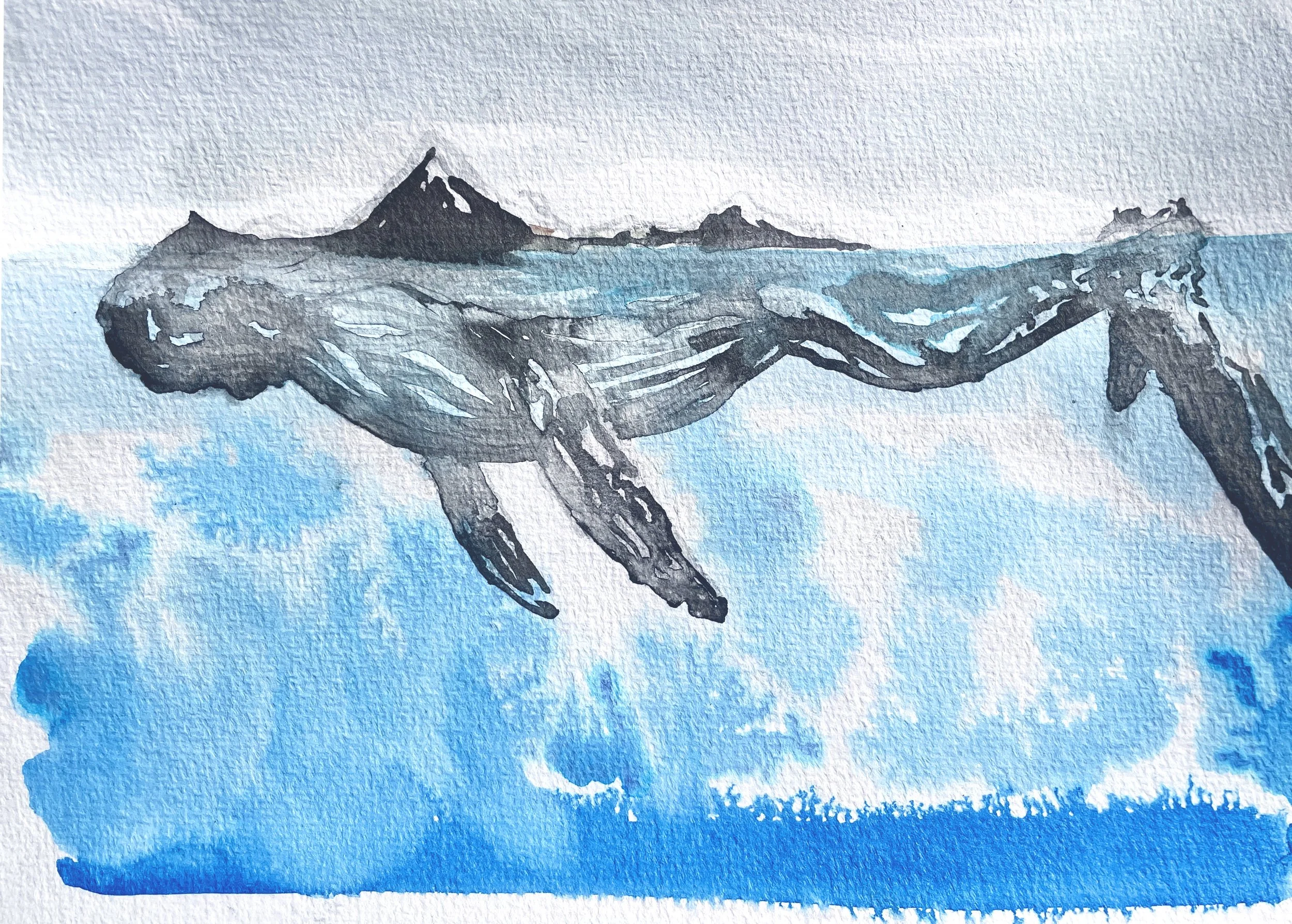 Beyond Eye Sea III, 2025. Indian ink and watercolour on paper - 6.5 x 8 cm
