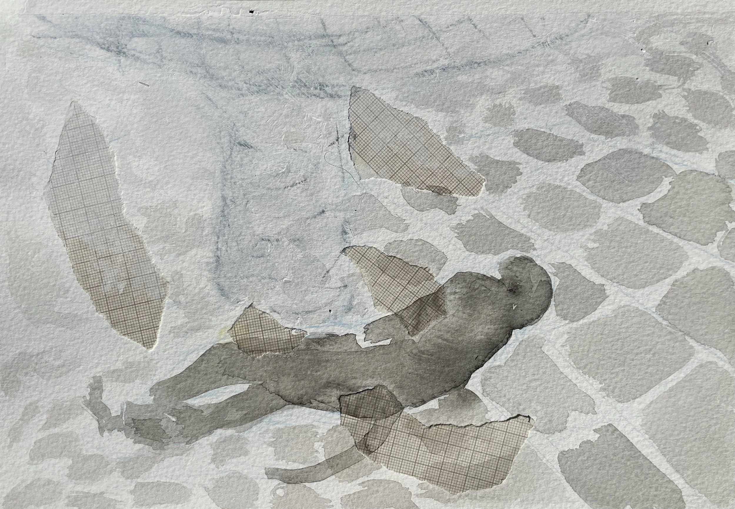 Púca series VII, 2025. Indian ink and mixed media on paper - 8 x 11 cm