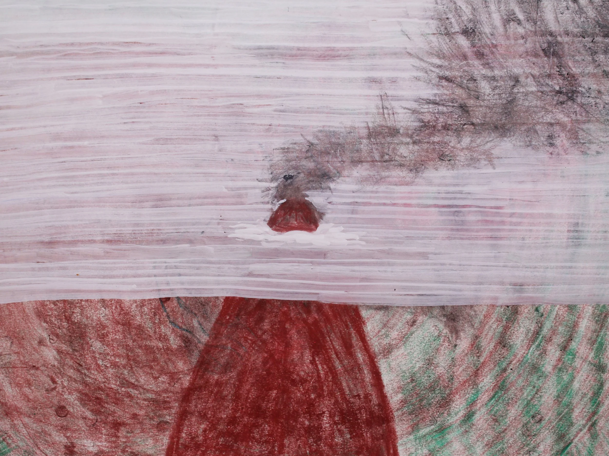 A Tail of Two (Scene III), 2025. Charcoal and mixed media on paper - 29.7 x 42.0 cm