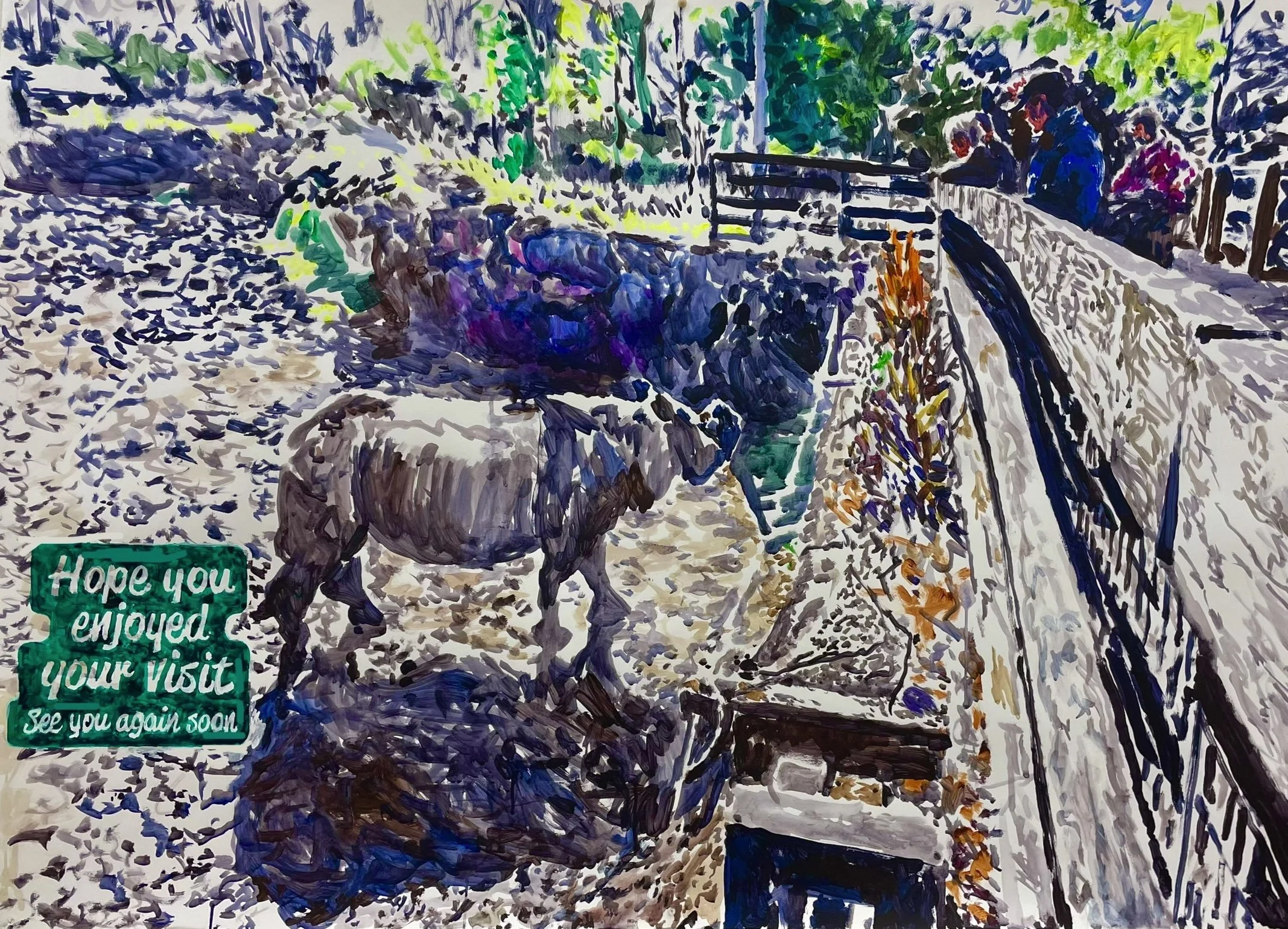 Hope you enjoyed your visit see you again soon, 2023. Acrylic on paper - 85 x 120 cm