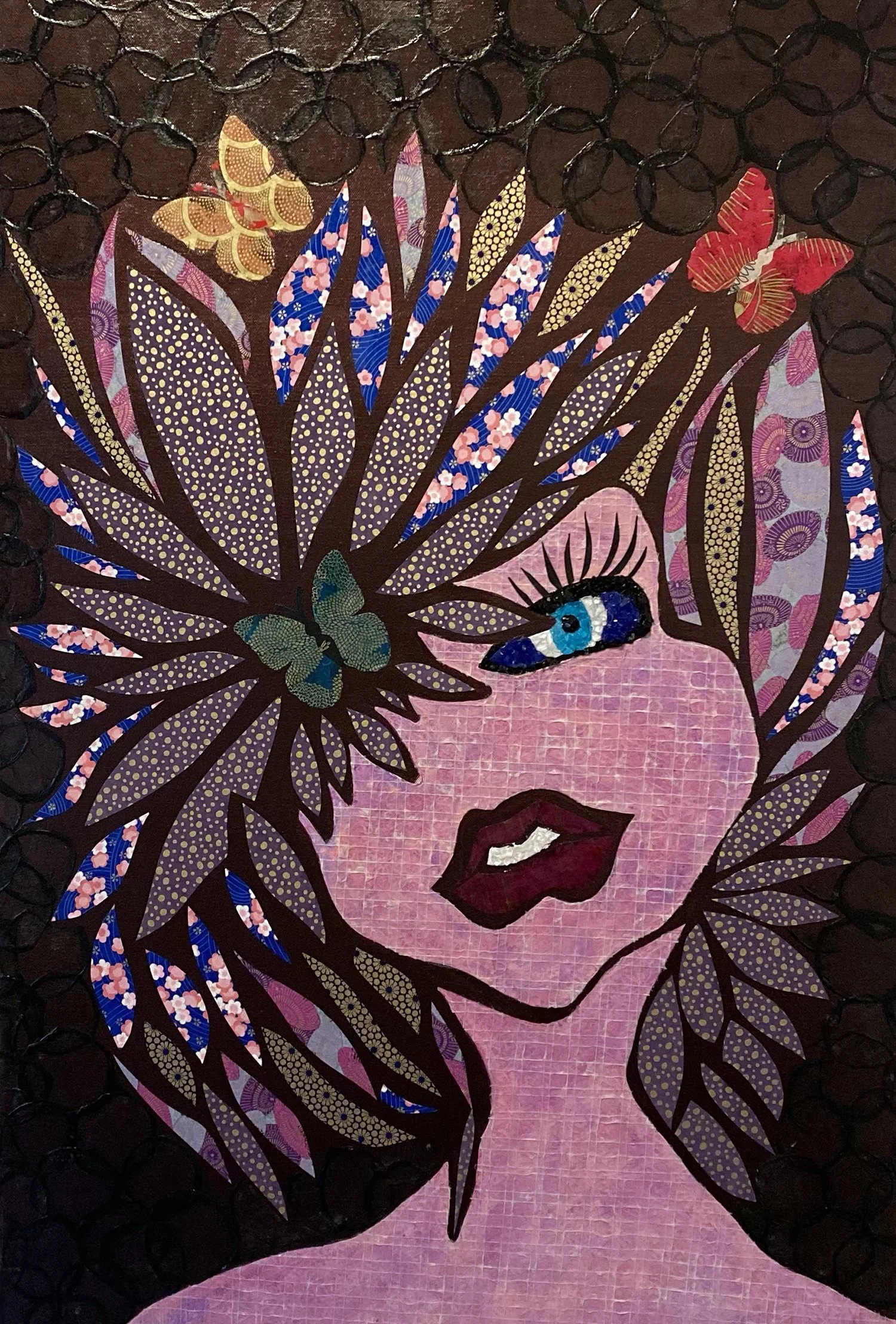 Garden of Eden #2, 24" x 36" x 1.5", mixed media on gallery wrapped canvas, 2022