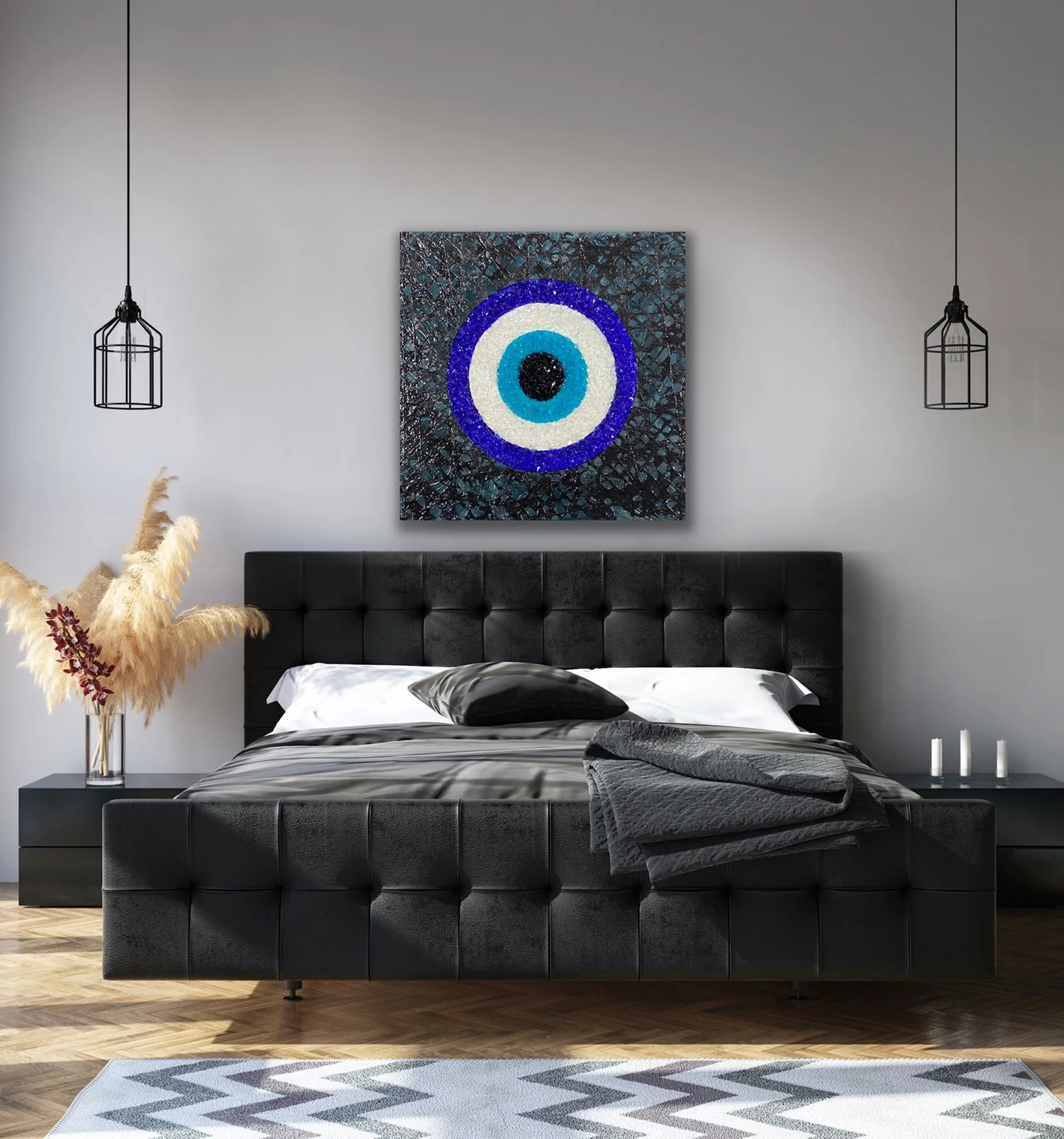Mati Sea Glass Series (Black), Mixed Media on Canvas
