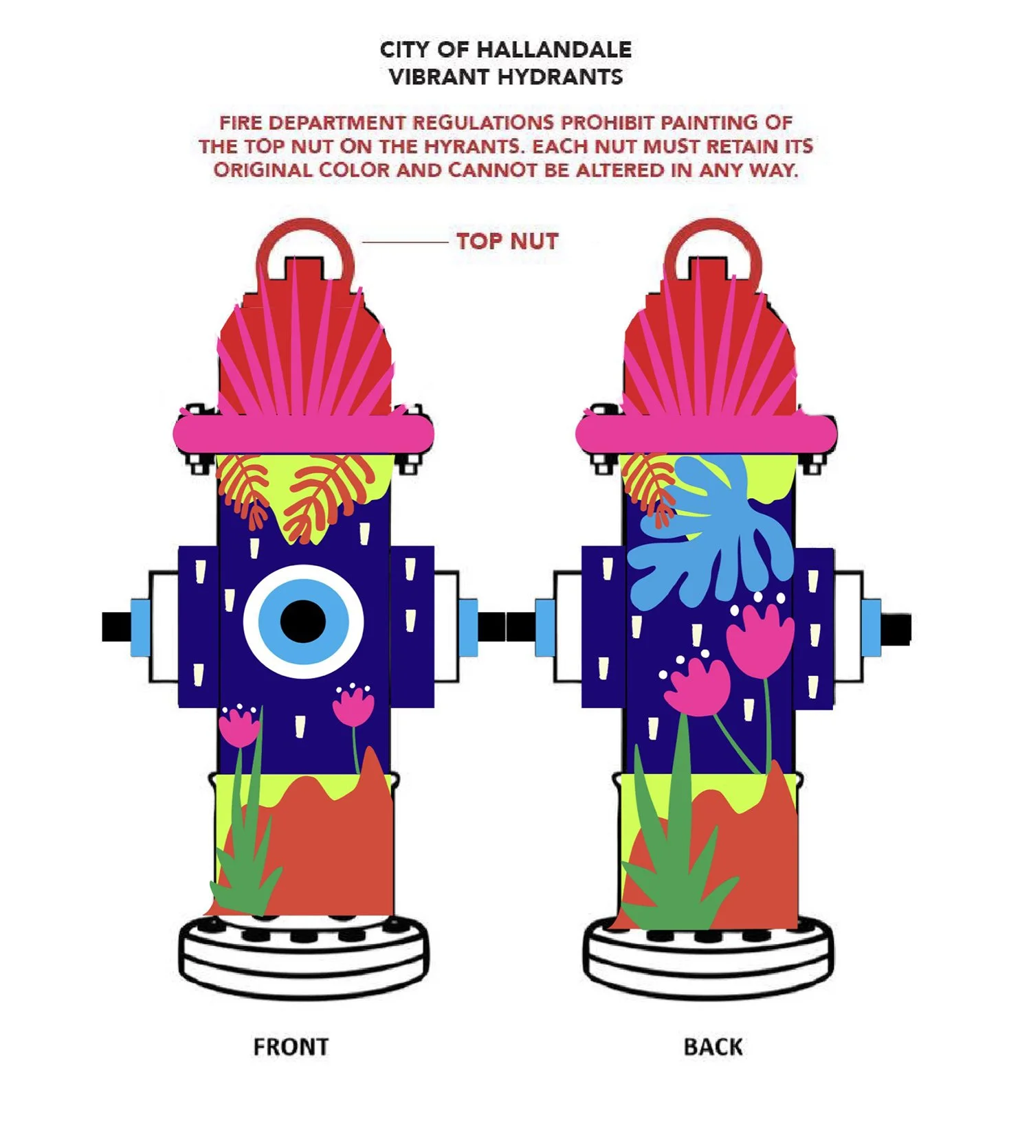 Rendering for City of Hallandale Beautification Project to paint fire hydrants on Hallandale Beach.