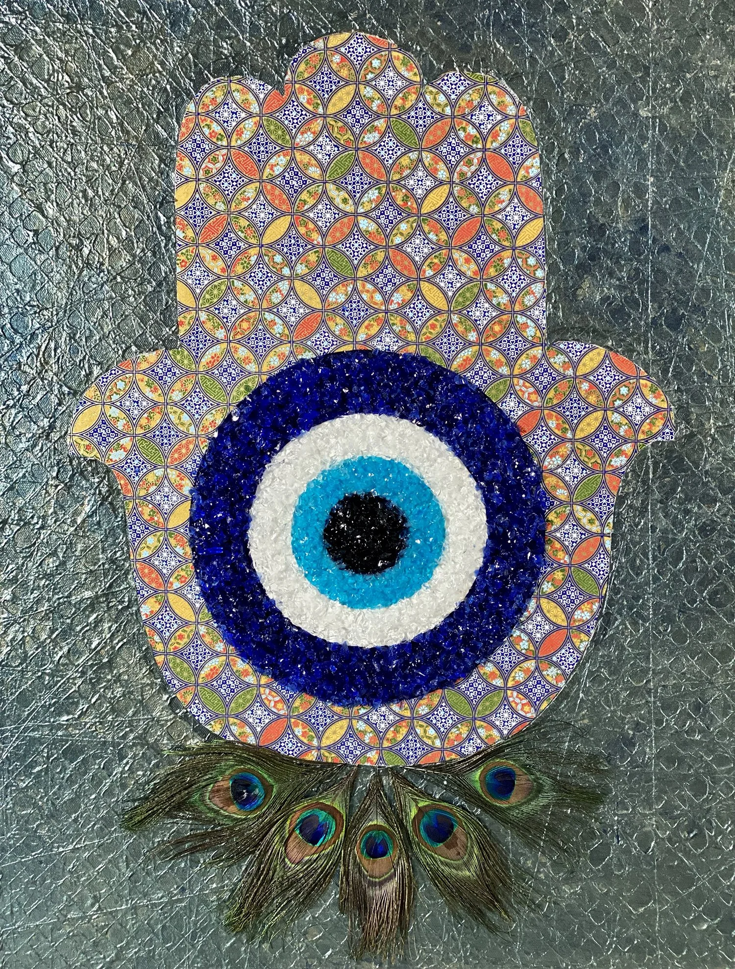 Mati Sea-Glass Series, 22" x 28' x 1.5", mixed media on gallery wrapped canvas 