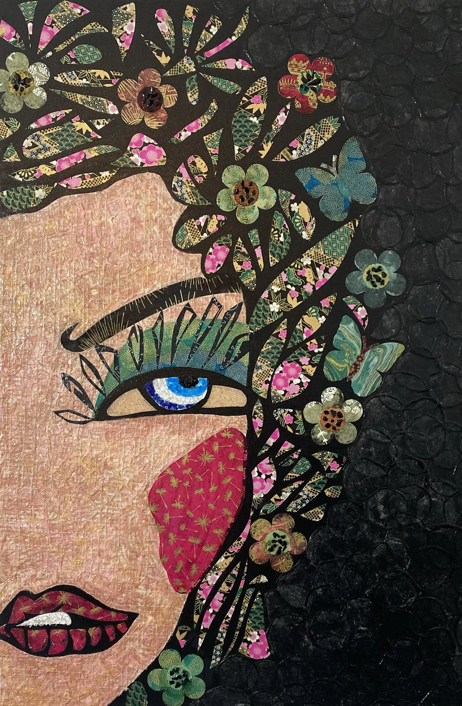 Garden of Eden #2, 24" x 36" x 1.5", mixed media on gallery wrapped canvas, 2022